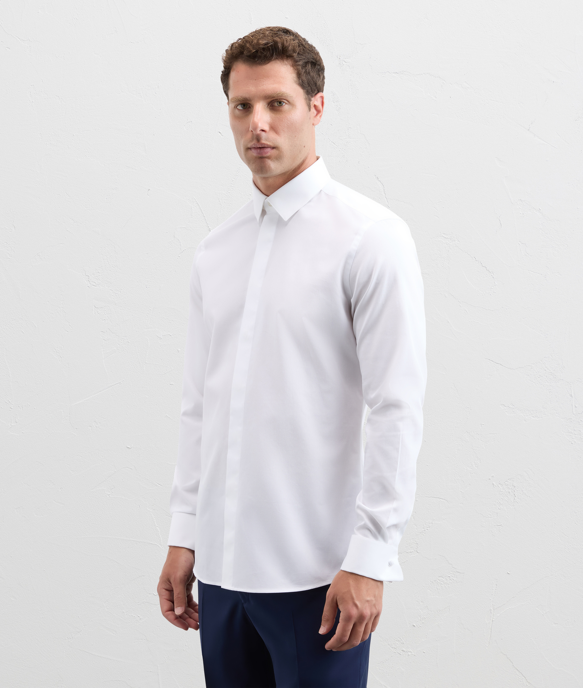 Camicia In Cotone Con Bottoni A Scomparsa Bianco - Pal Zileri | Official Website