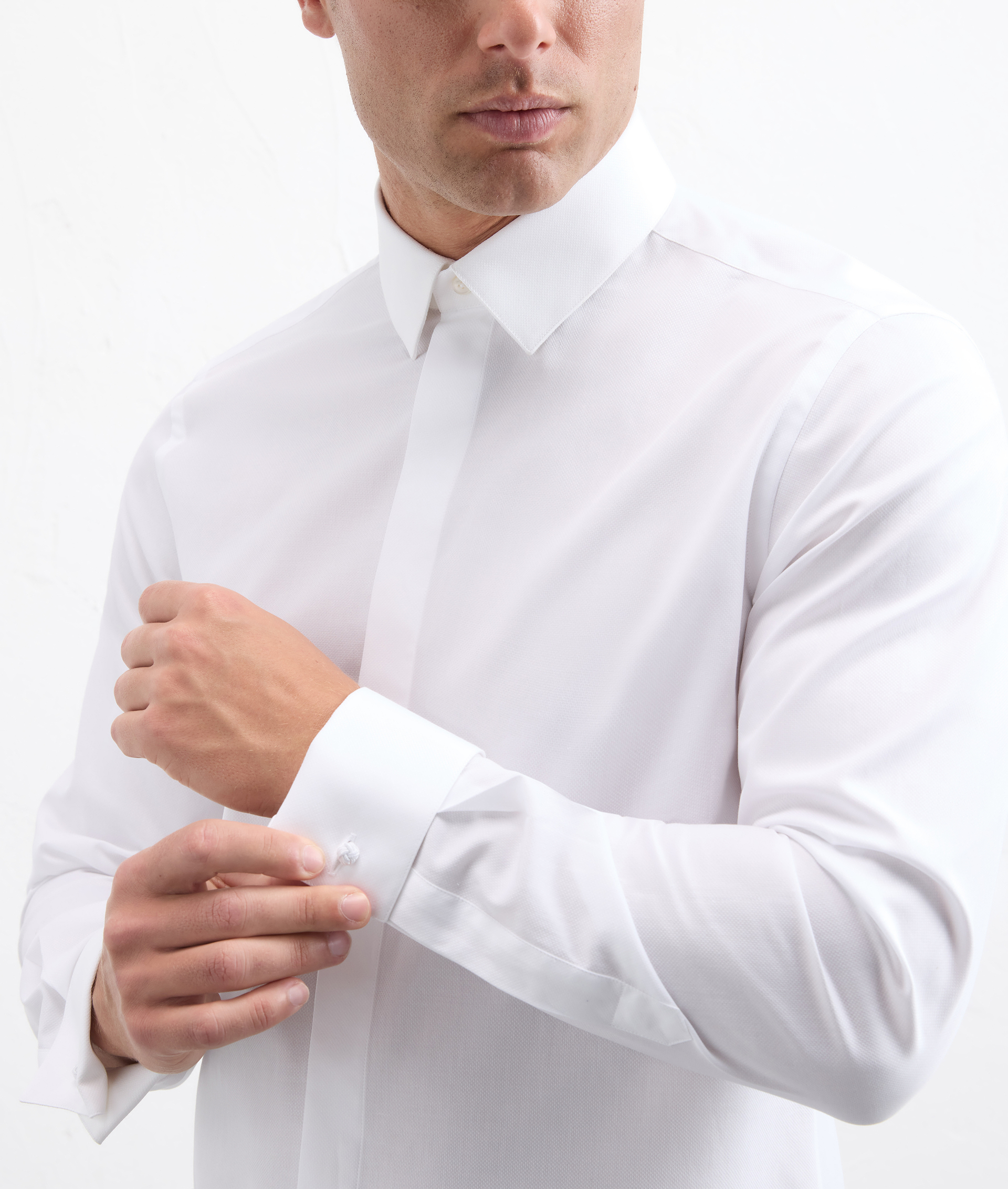 Camicia In Cotone Con Bottoni A Scomparsa Bianco - Pal Zileri | Official Website