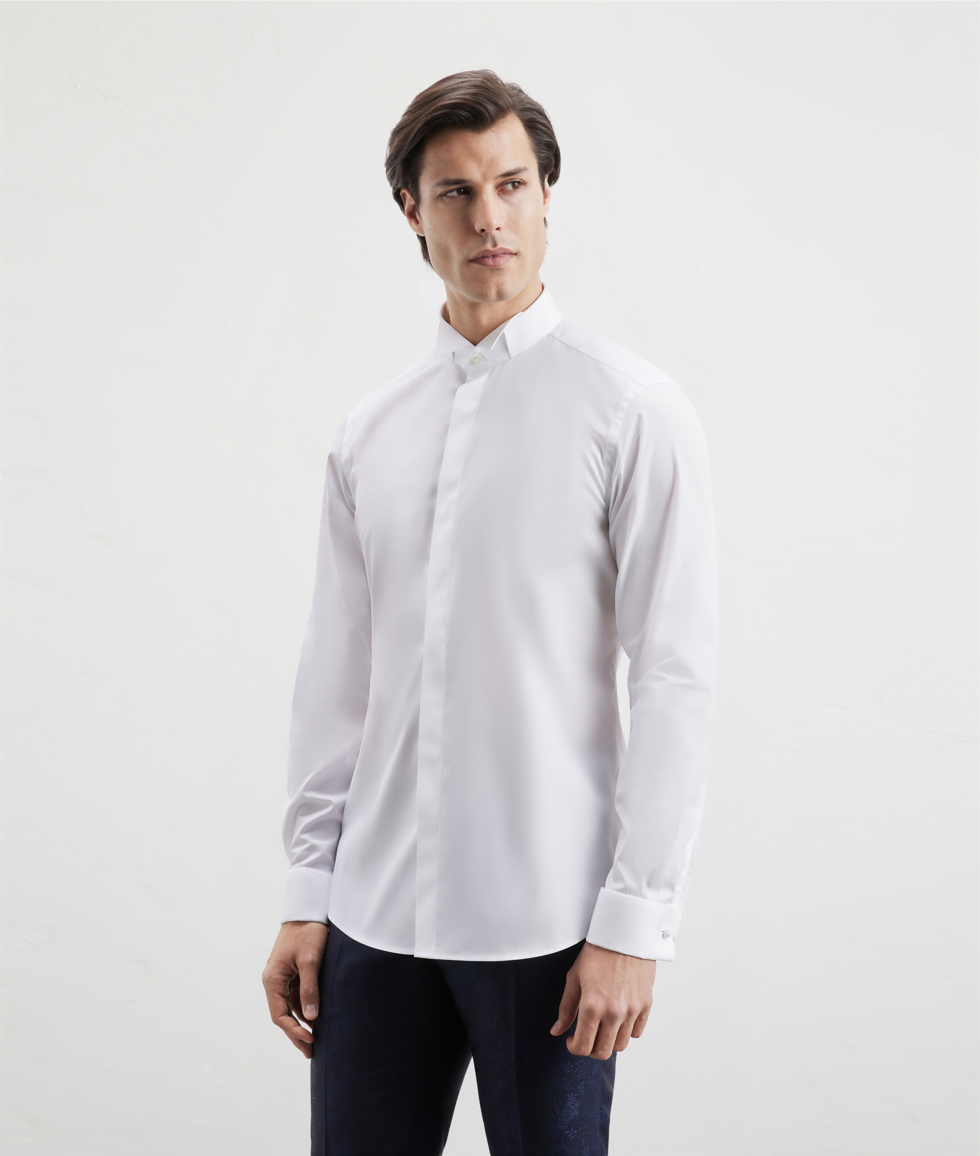 Tuxedo Shirt In Pure Cotton With Wing Collar White | Pal Zileri