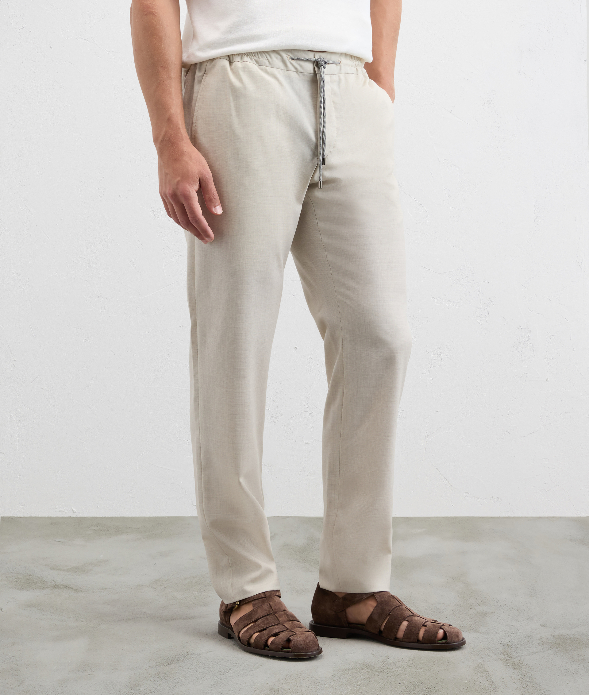 Pantaloni Drawstring In Pura Lana Effetto Tela Naturale - Pal Zileri | Official Website