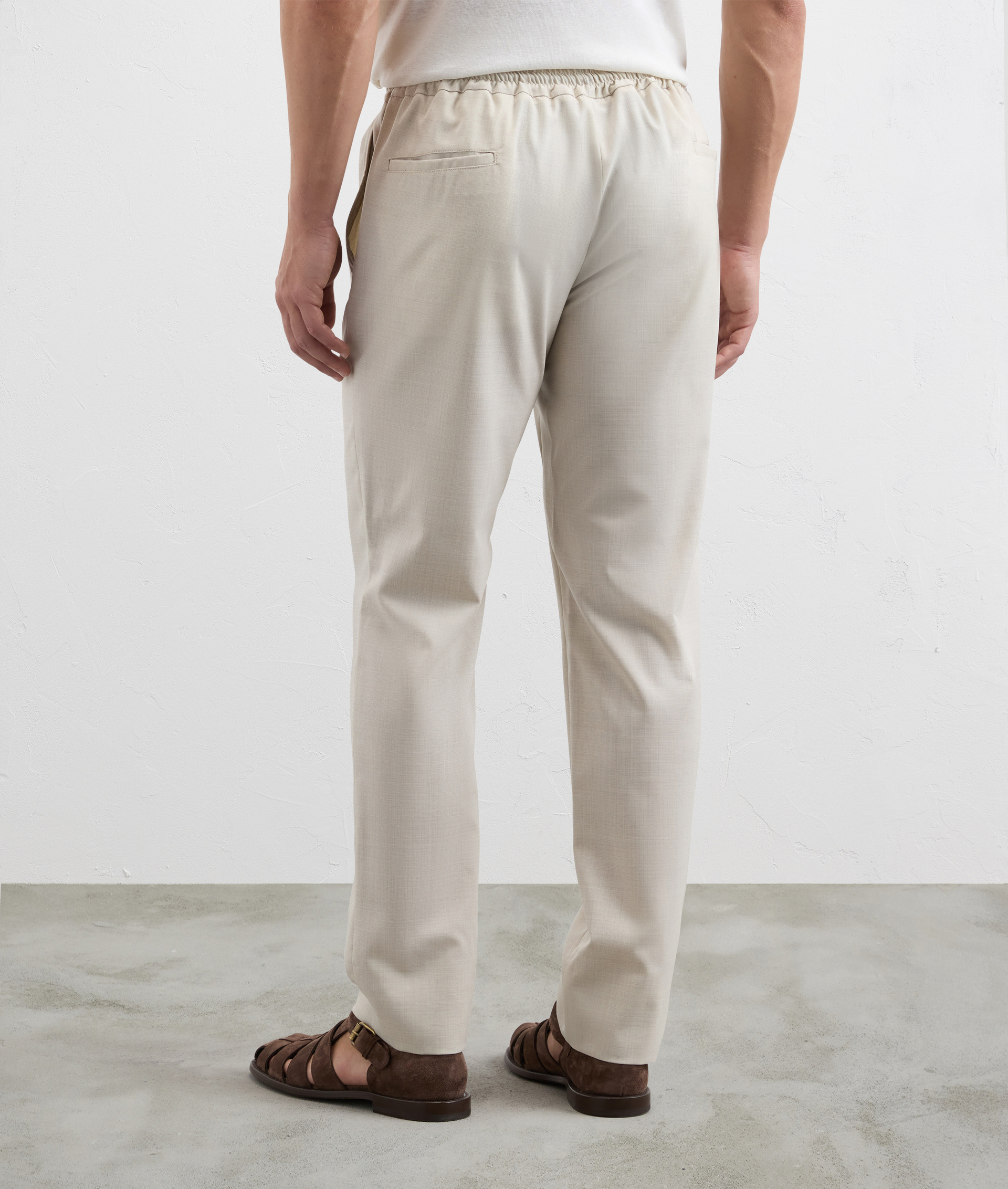 Pantaloni Drawstring In Pura Lana Effetto Tela Naturale - Pal Zileri | Official Website