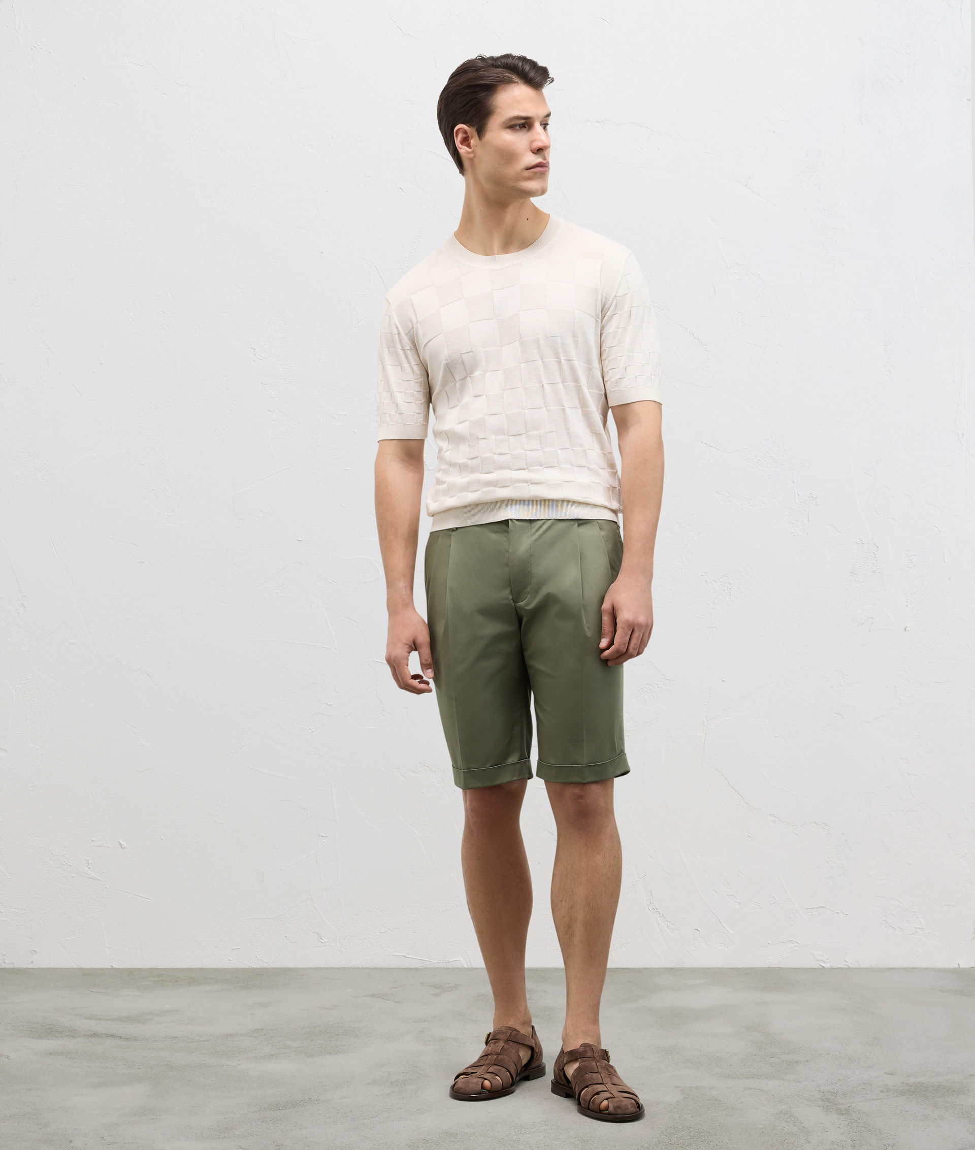 Bermuda In Stretch Cotton Green | Pal Zileri
