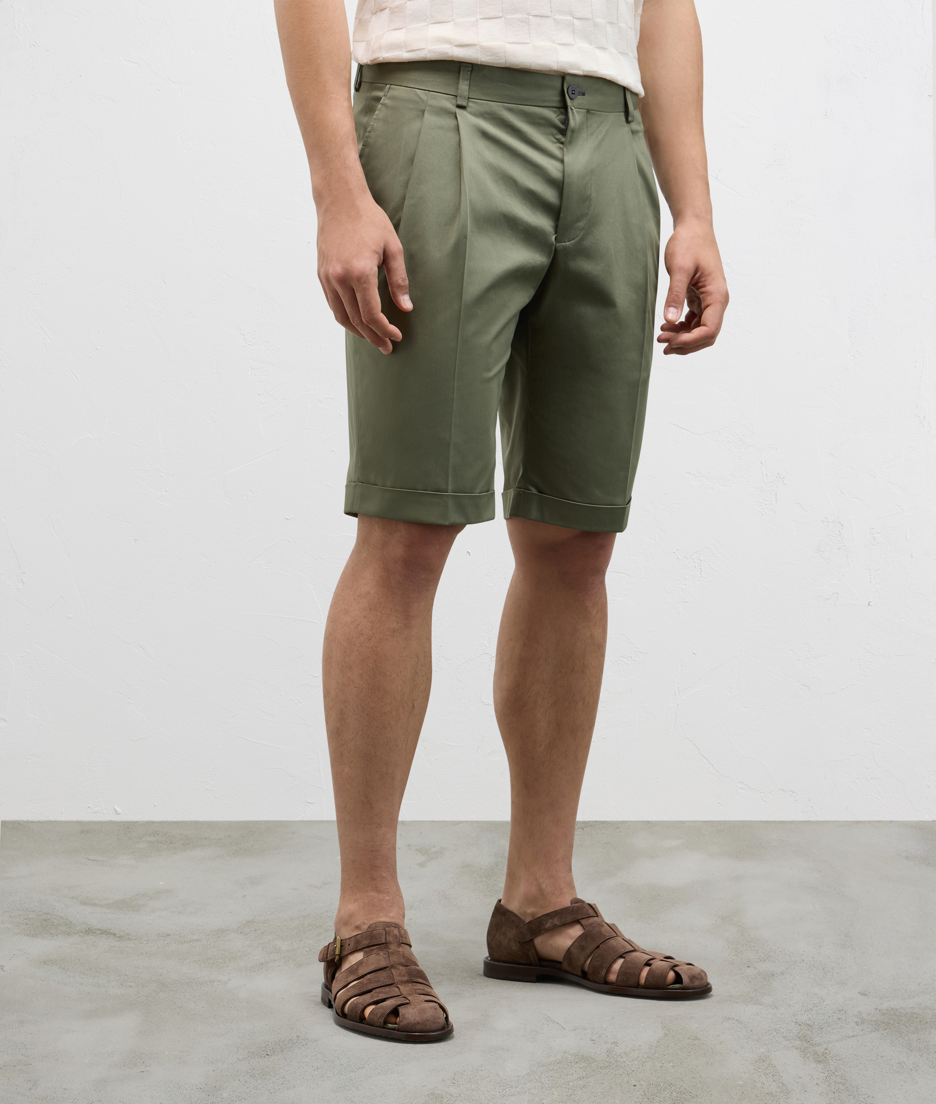 Bermuda In Stretch Cotton Green | Pal Zileri