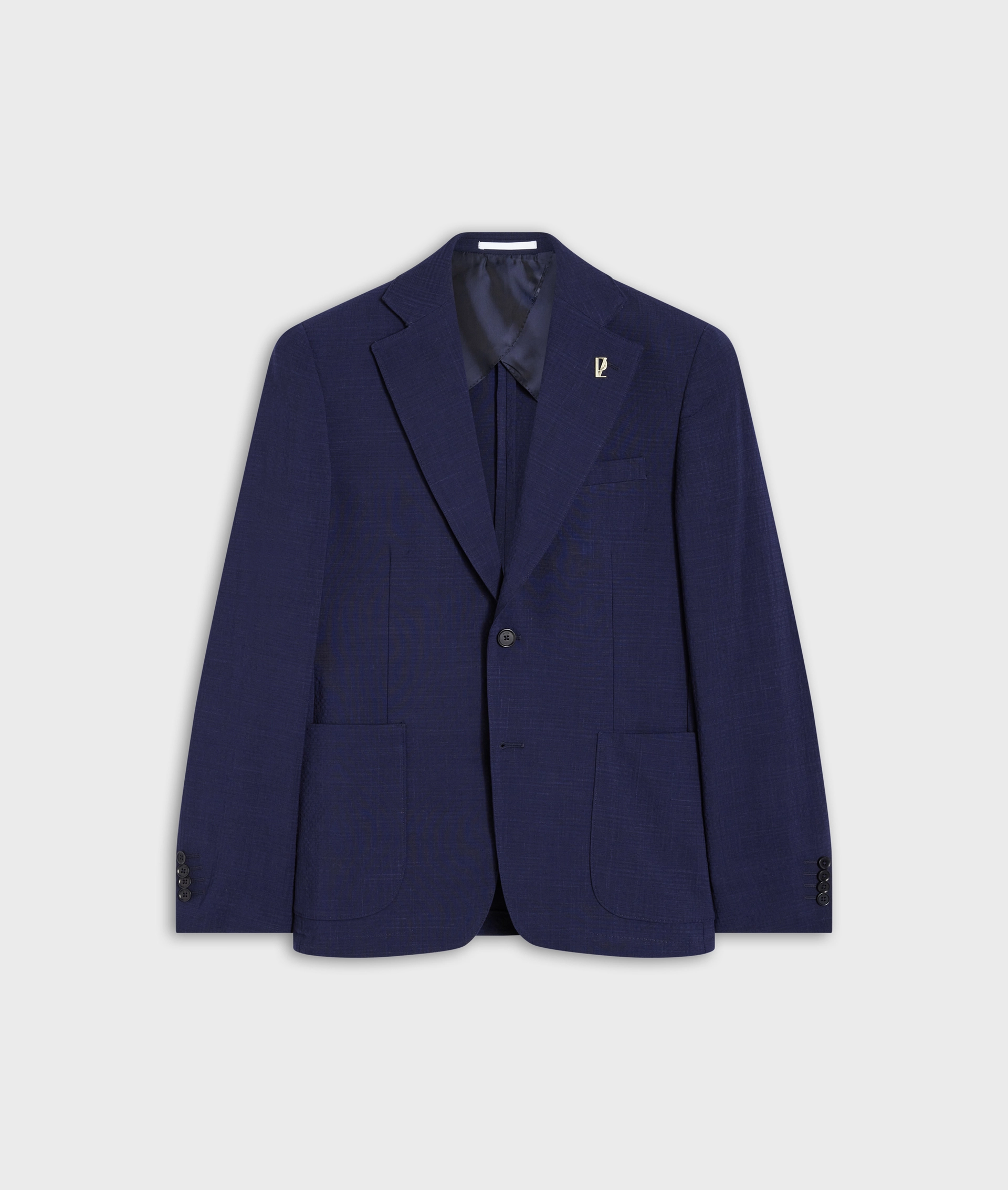 Baron Unlined Jacket In Seersucker Blue Navy | Pal Zileri