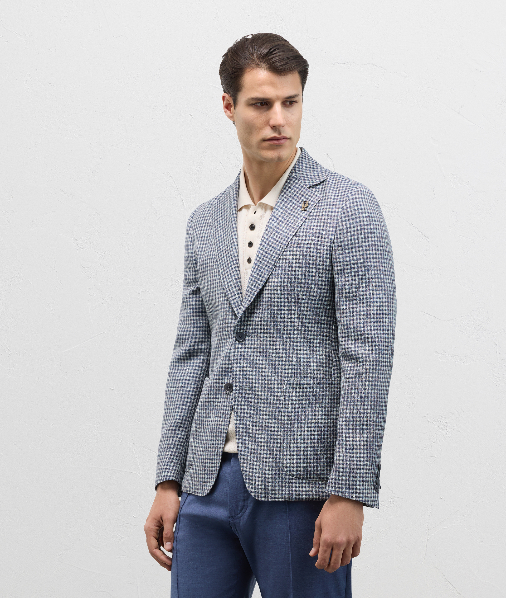 Baron Unlined Jacket In Wool And Linen Blue | Pal Zileri