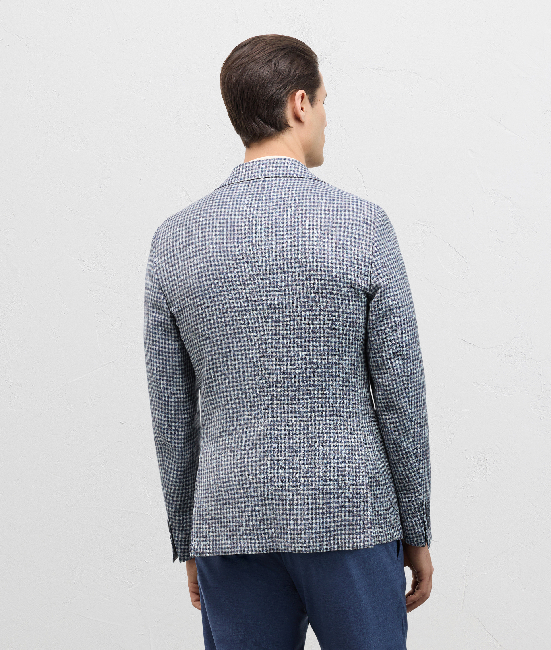 Baron Unlined Jacket In Wool And Linen Blue | Pal Zileri