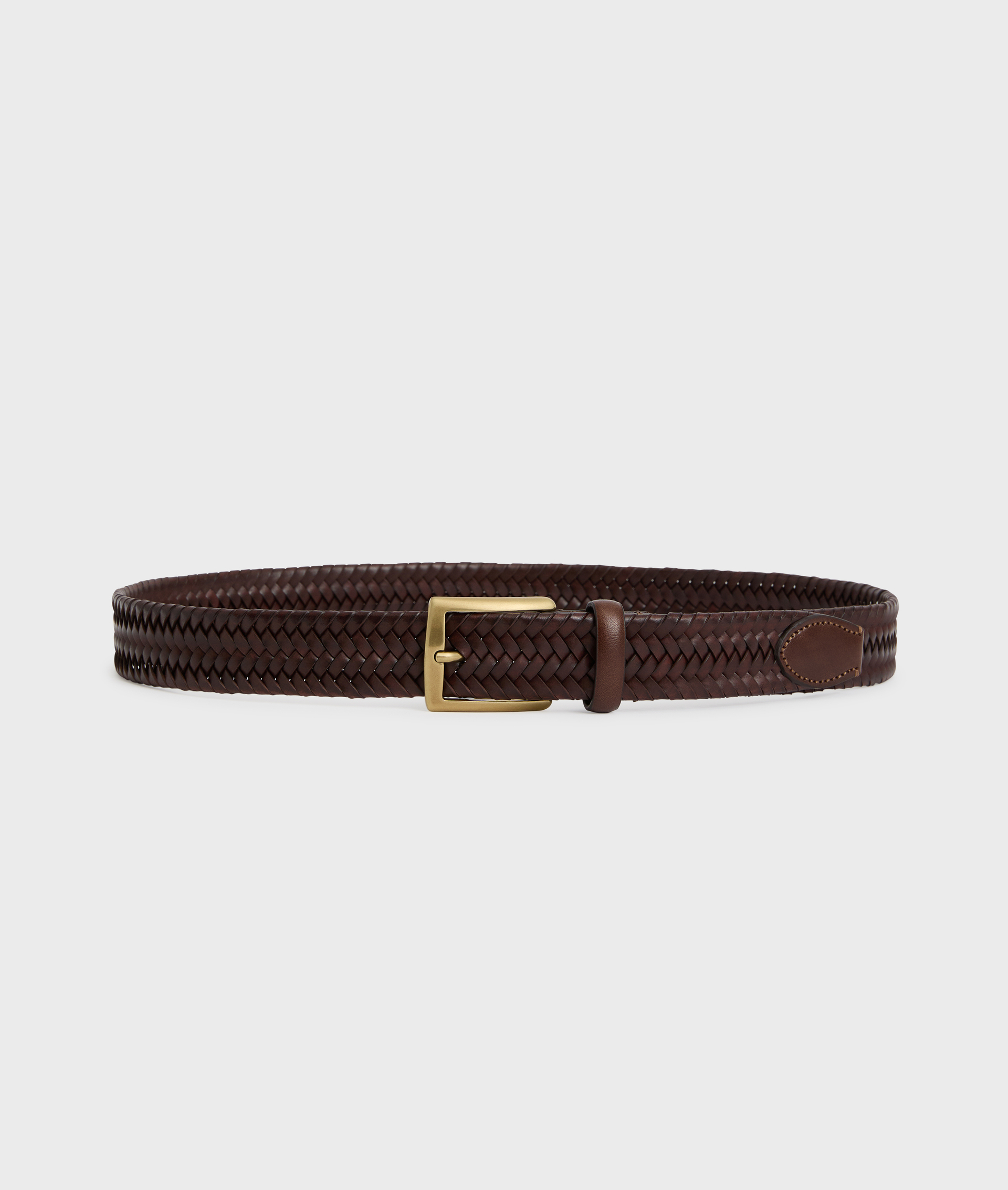 medium brown calfskin and fabric braided belt - Leather Goods - Pal Zileri | Official Website
