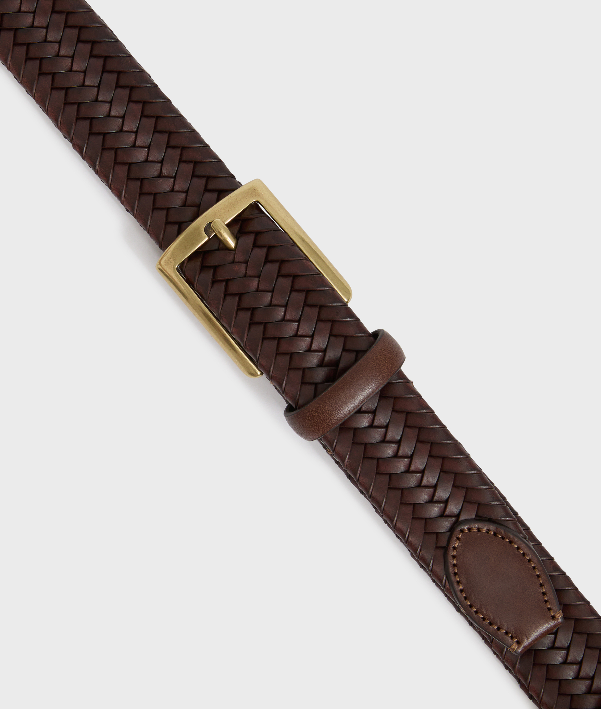 medium brown calfskin and fabric braided belt - Leather Goods - Pal Zileri | Official Website