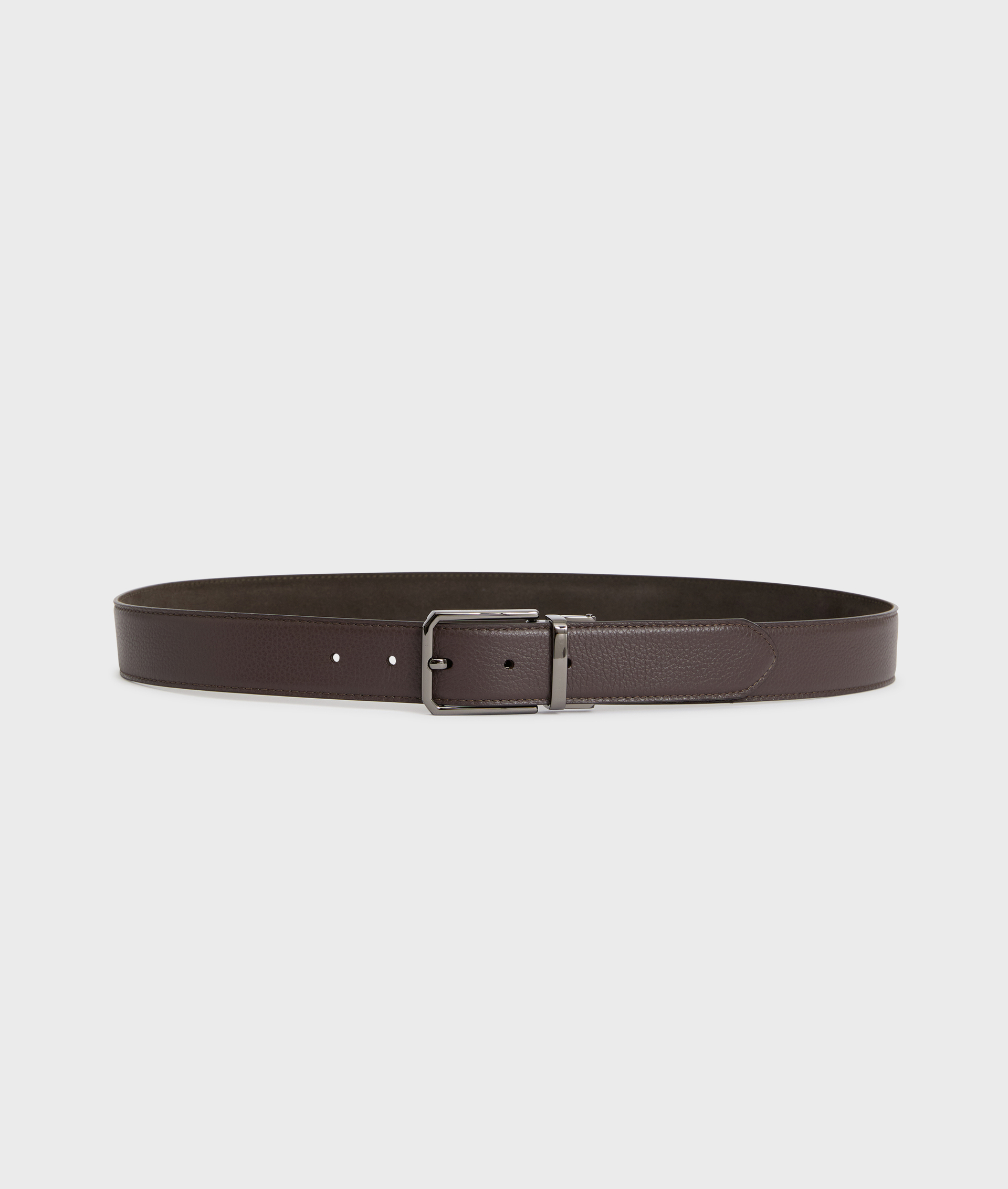 reversible belt in dark brown leather and suede - Leather Goods - Pal Zileri | Official Website