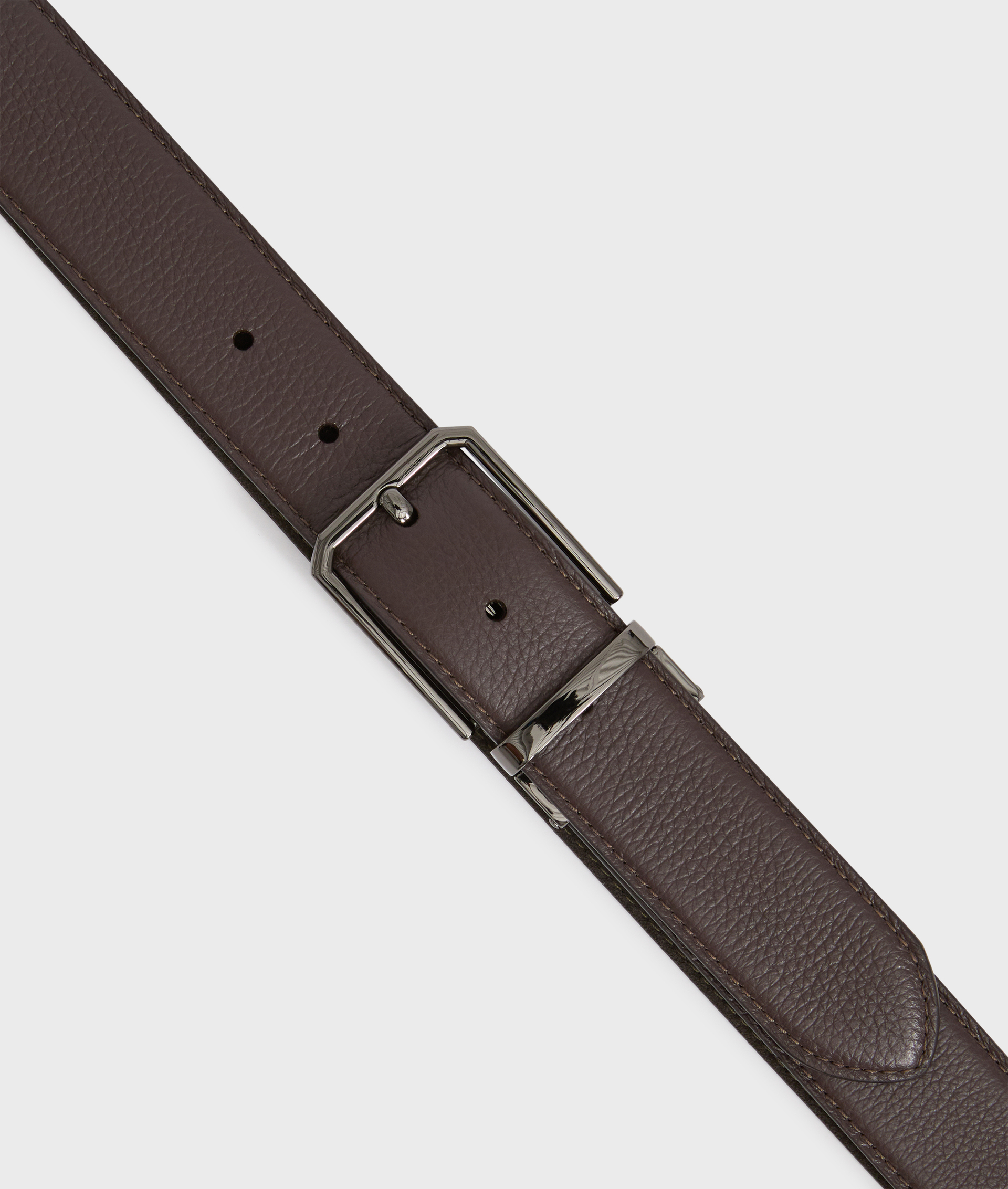 reversible belt in dark brown leather and suede - Leather Goods - Pal Zileri | Official Website