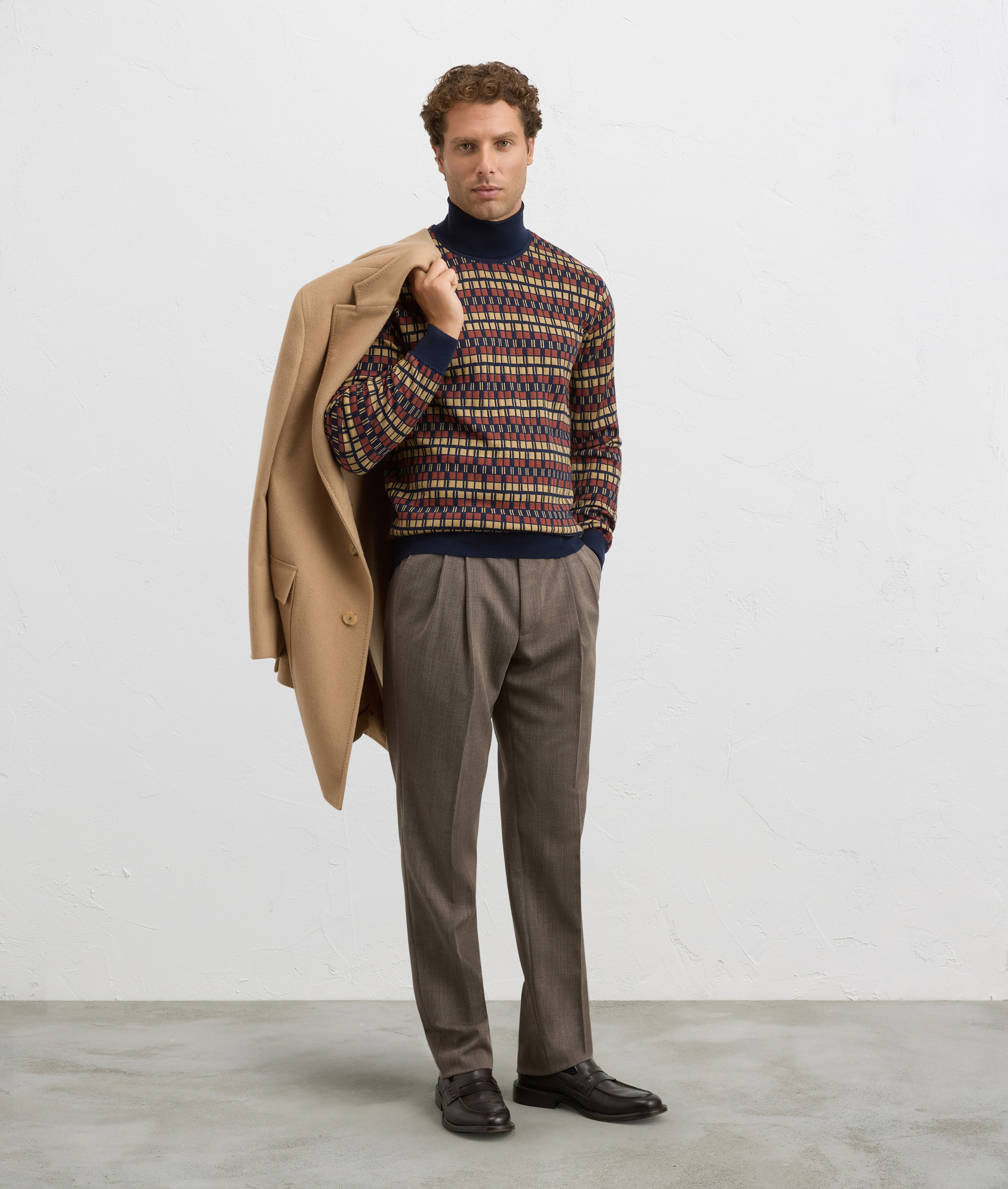 men double pleated trousers medium brown | Pal Zileri