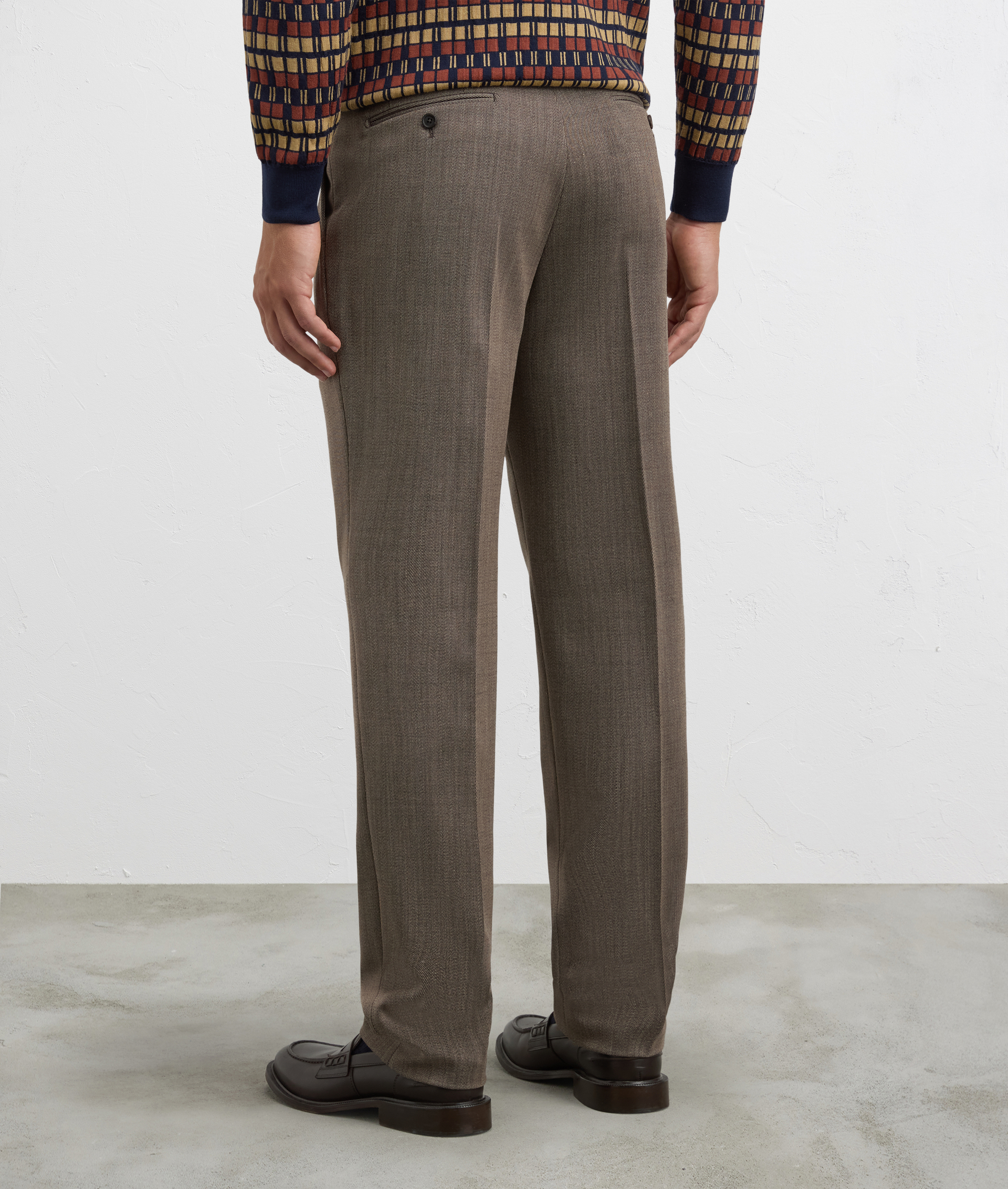 pantaloni da uomo con pieghe doppie marrone medio | Pal Zileri