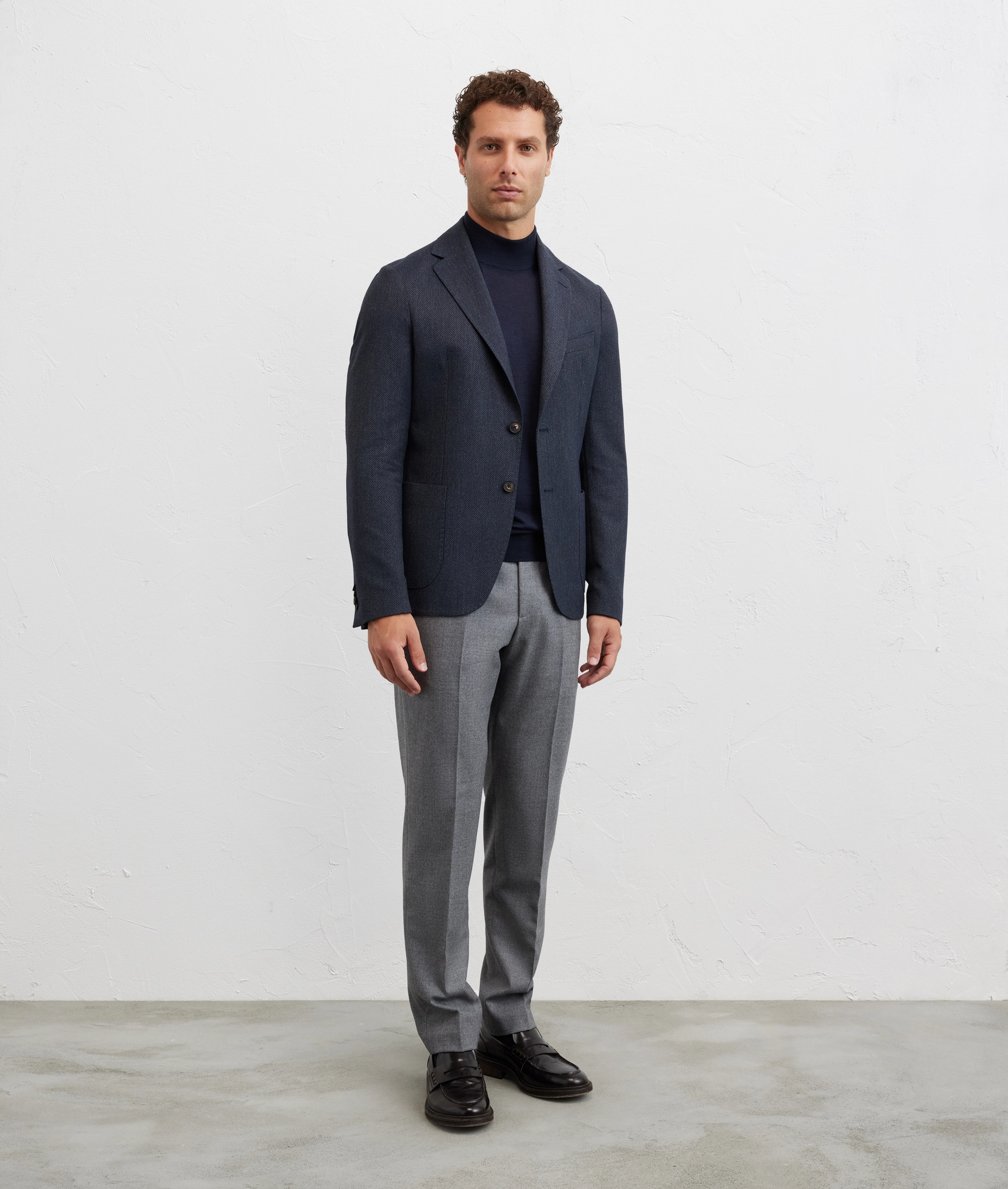 pantaloni da uomo flat front regular fit con elastico laterale grigio medio - Pantaloni - Pal Zileri | Official Website