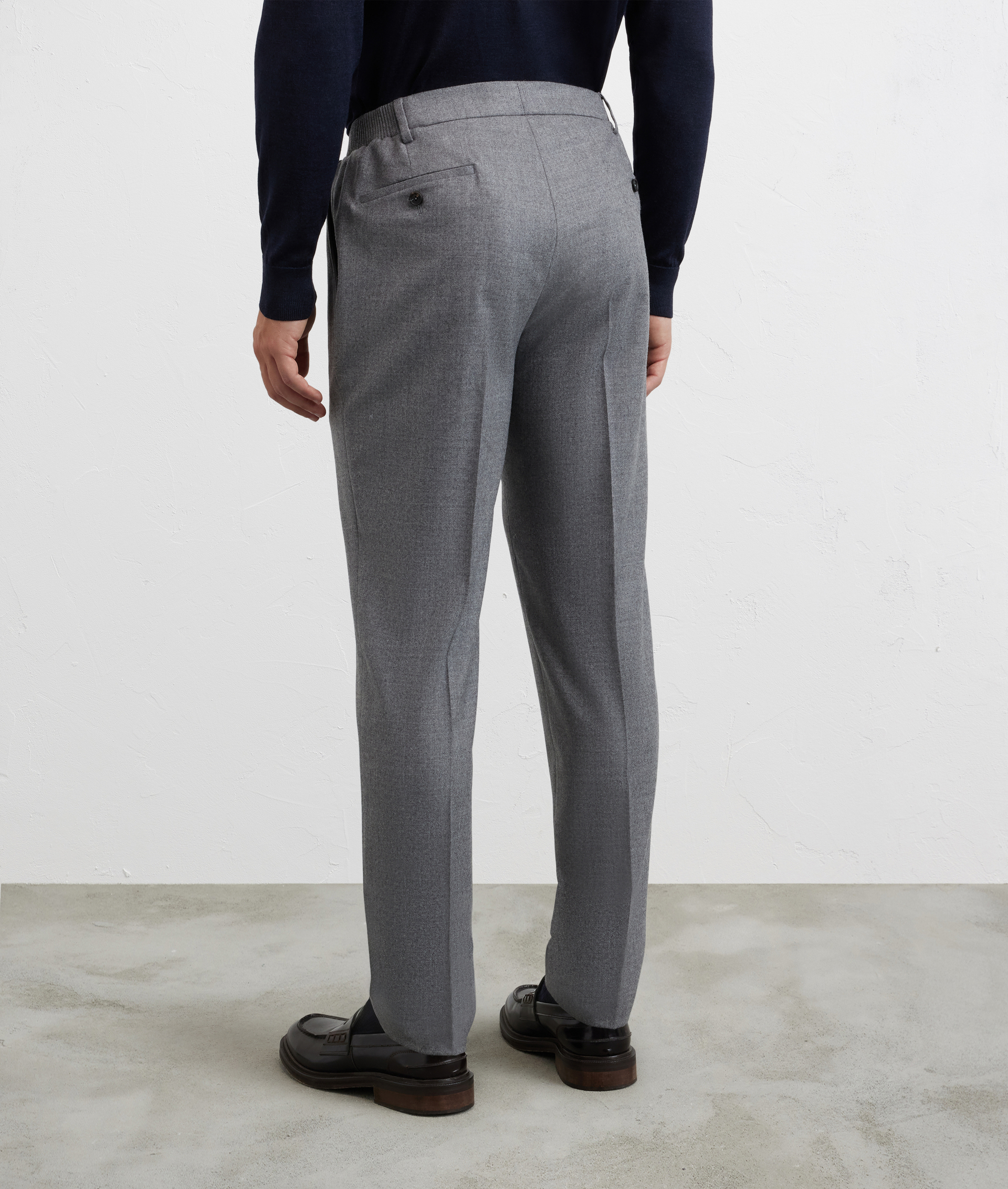 pantaloni da uomo flat front regular fit con elastico laterale grigio medio - Pal Zileri | Official Website