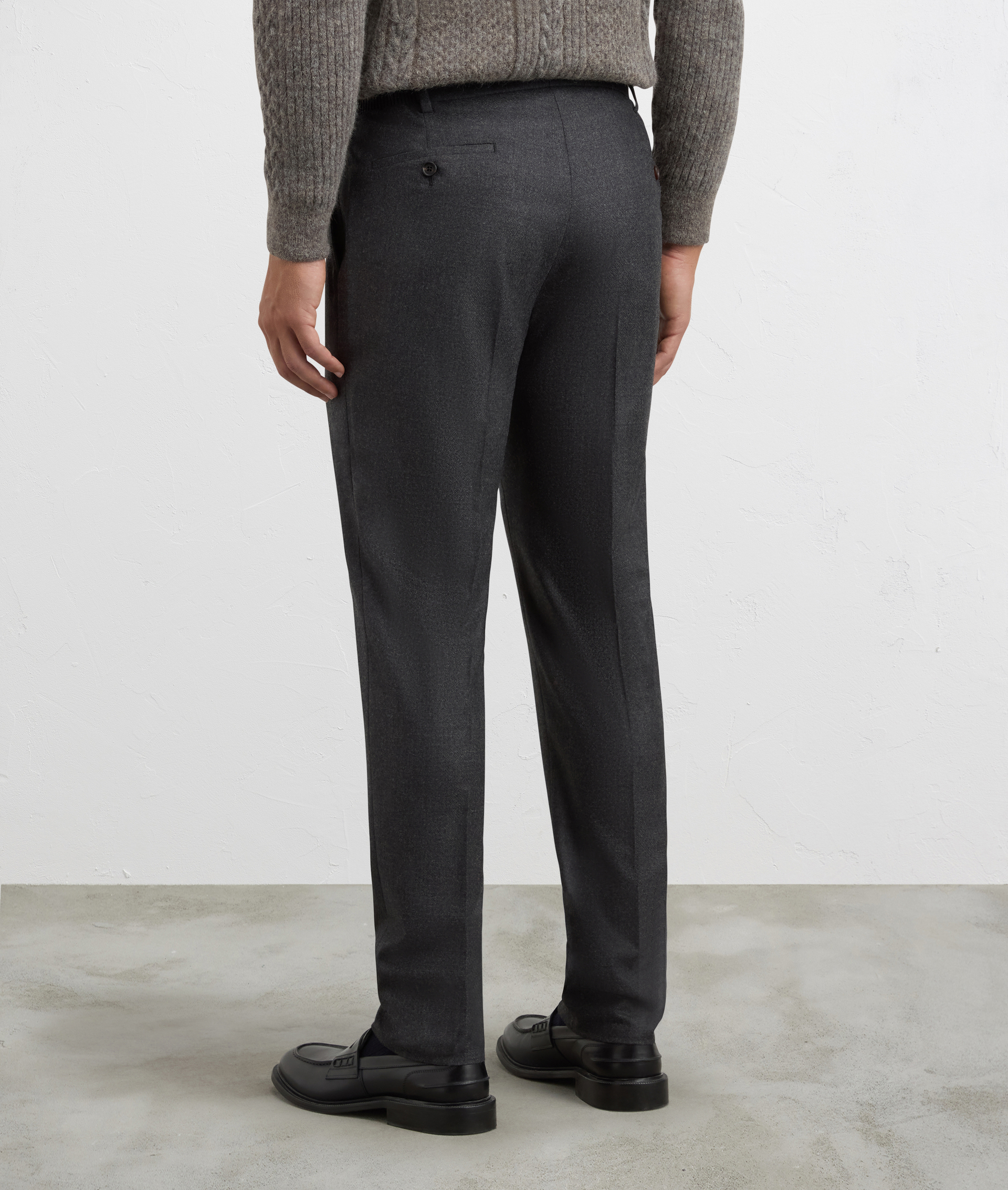 pantaloni da uomo flat front regular fit con elastico laterale grigio scuro | Pal Zileri