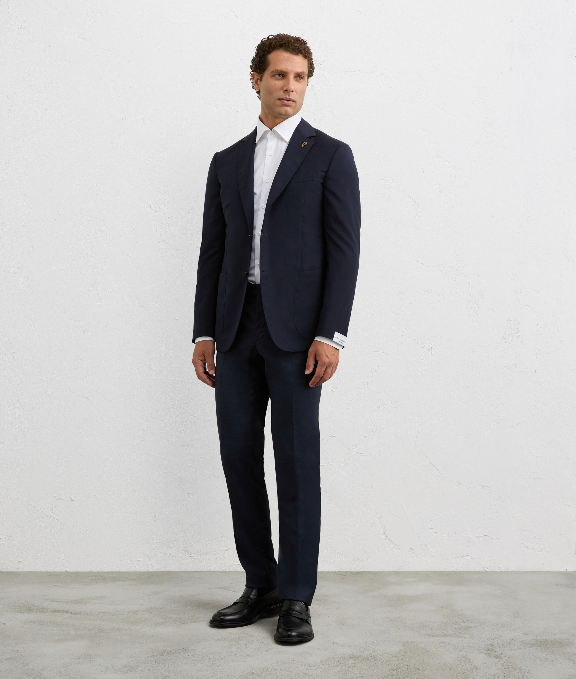 unlined front wool stretch trousers in blue | Pal Zileri