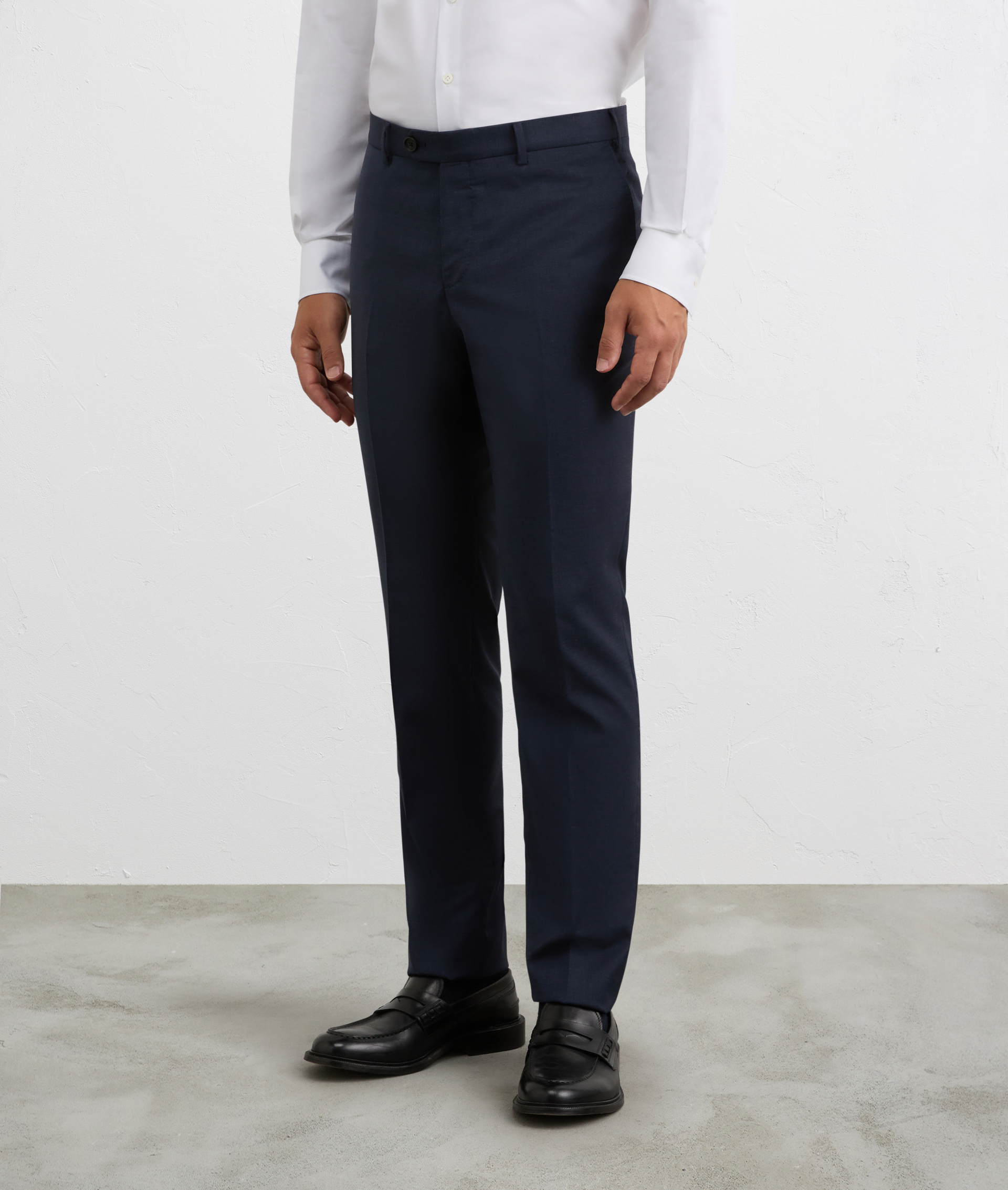 unlined front wool stretch trousers in blue | Pal Zileri