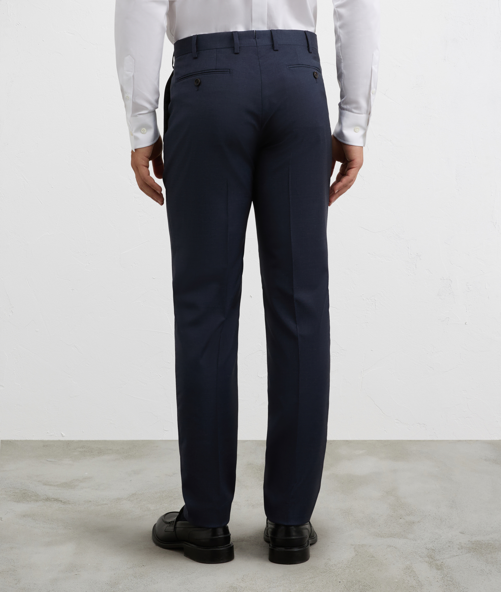 unlined front wool stretch trousers in blue | Pal Zileri
