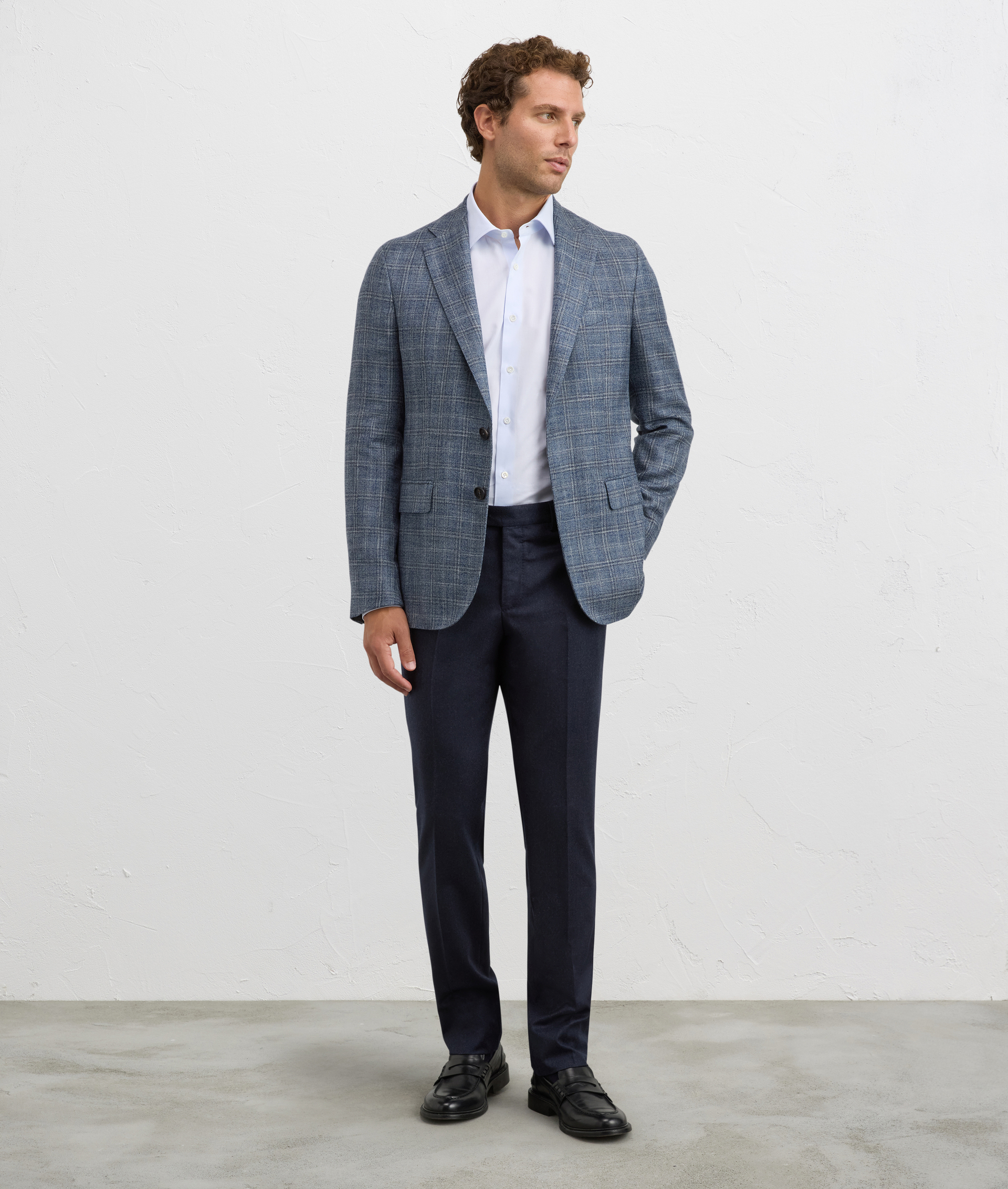 formal unlined trousers in blue virgin wool | Pal Zileri