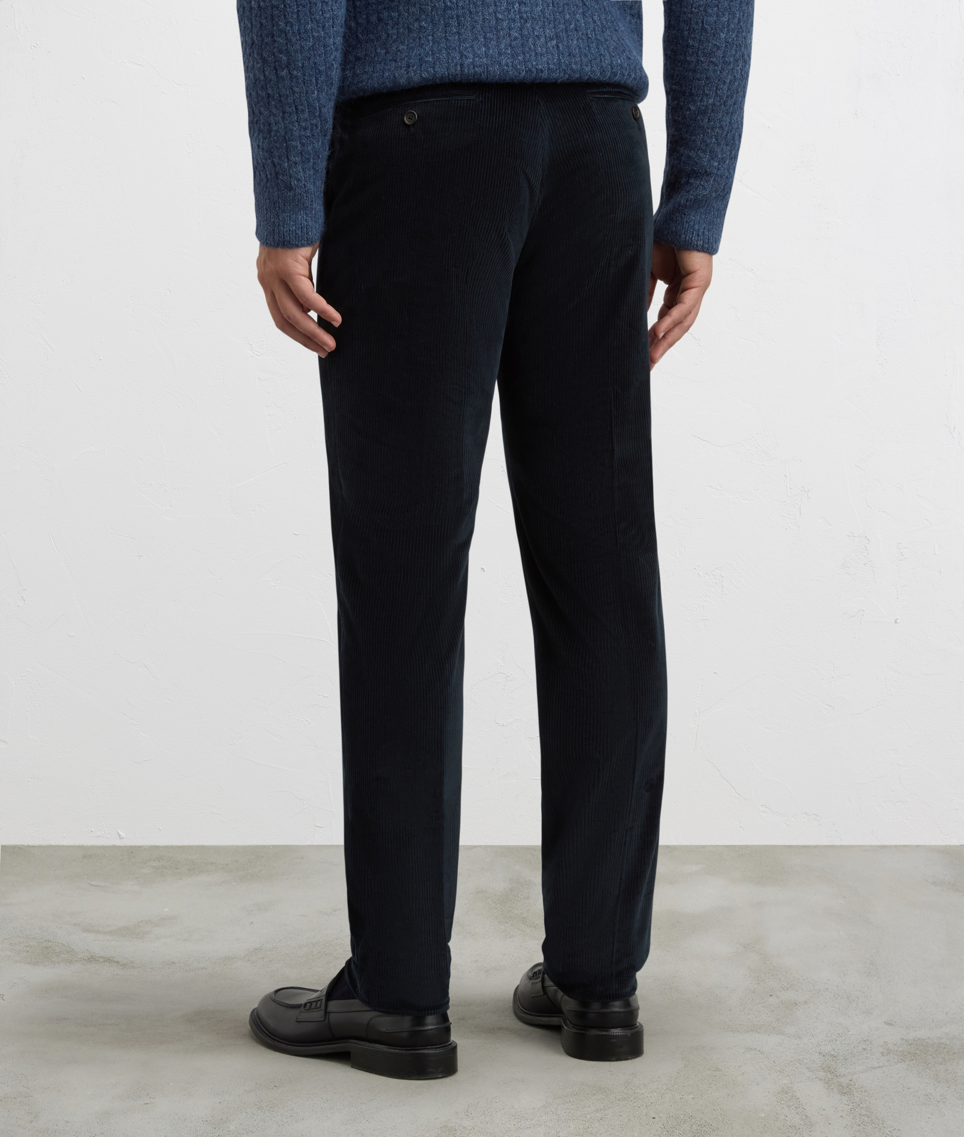 pantaloni senza pieghe con tasche doppiofiletto posteriori blu navy | Pal Zileri
