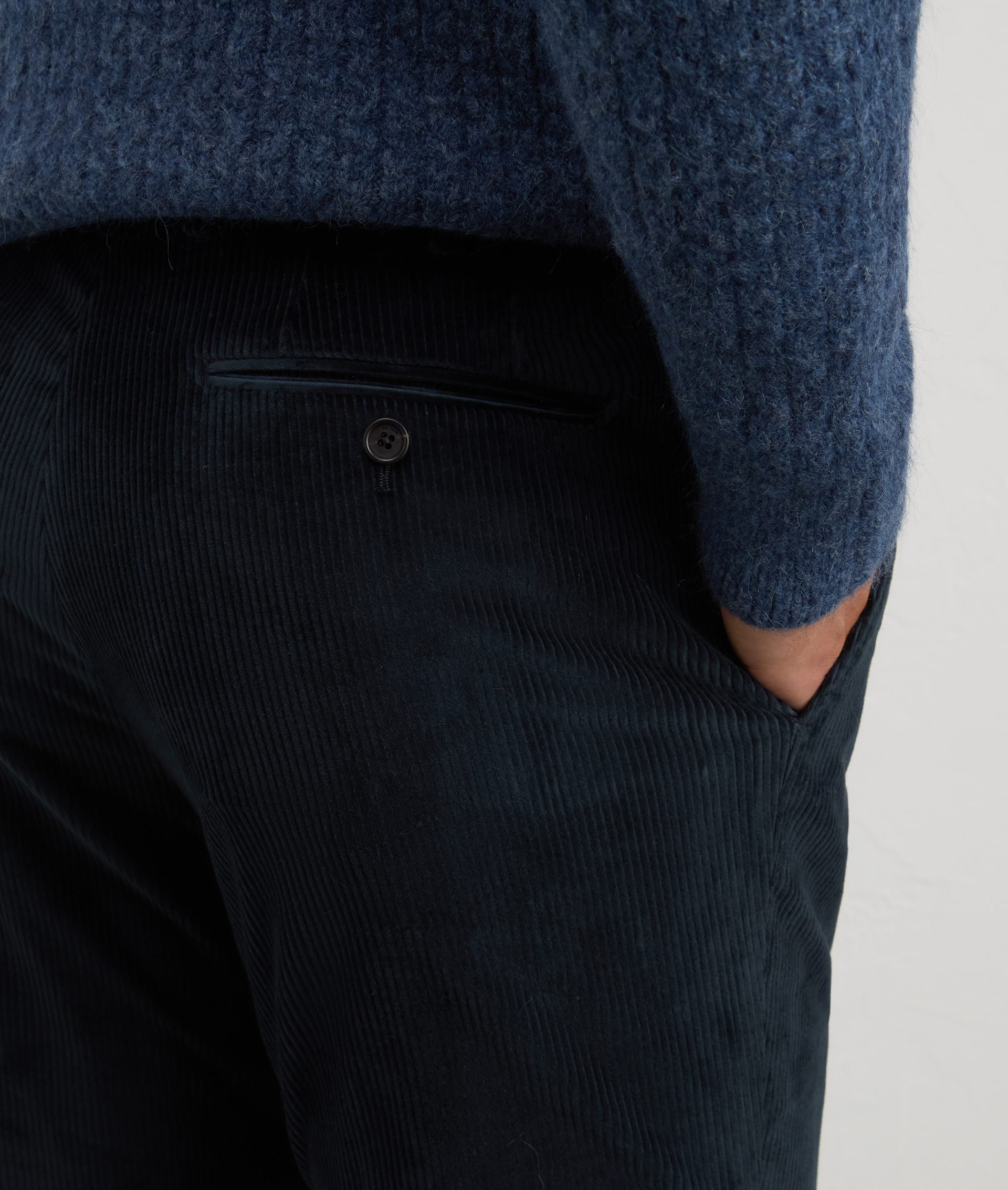 pantaloni senza pieghe con tasche doppiofiletto posteriori blu navy | Pal Zileri