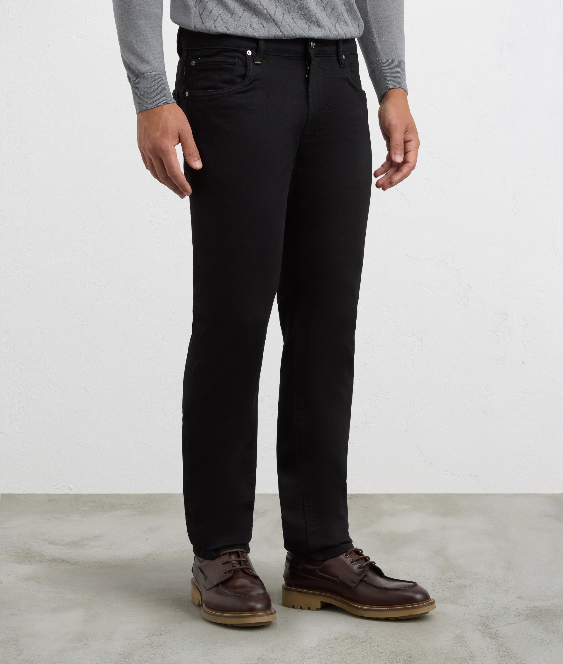 five pocket regular fit black denim trousers | Pal Zileri