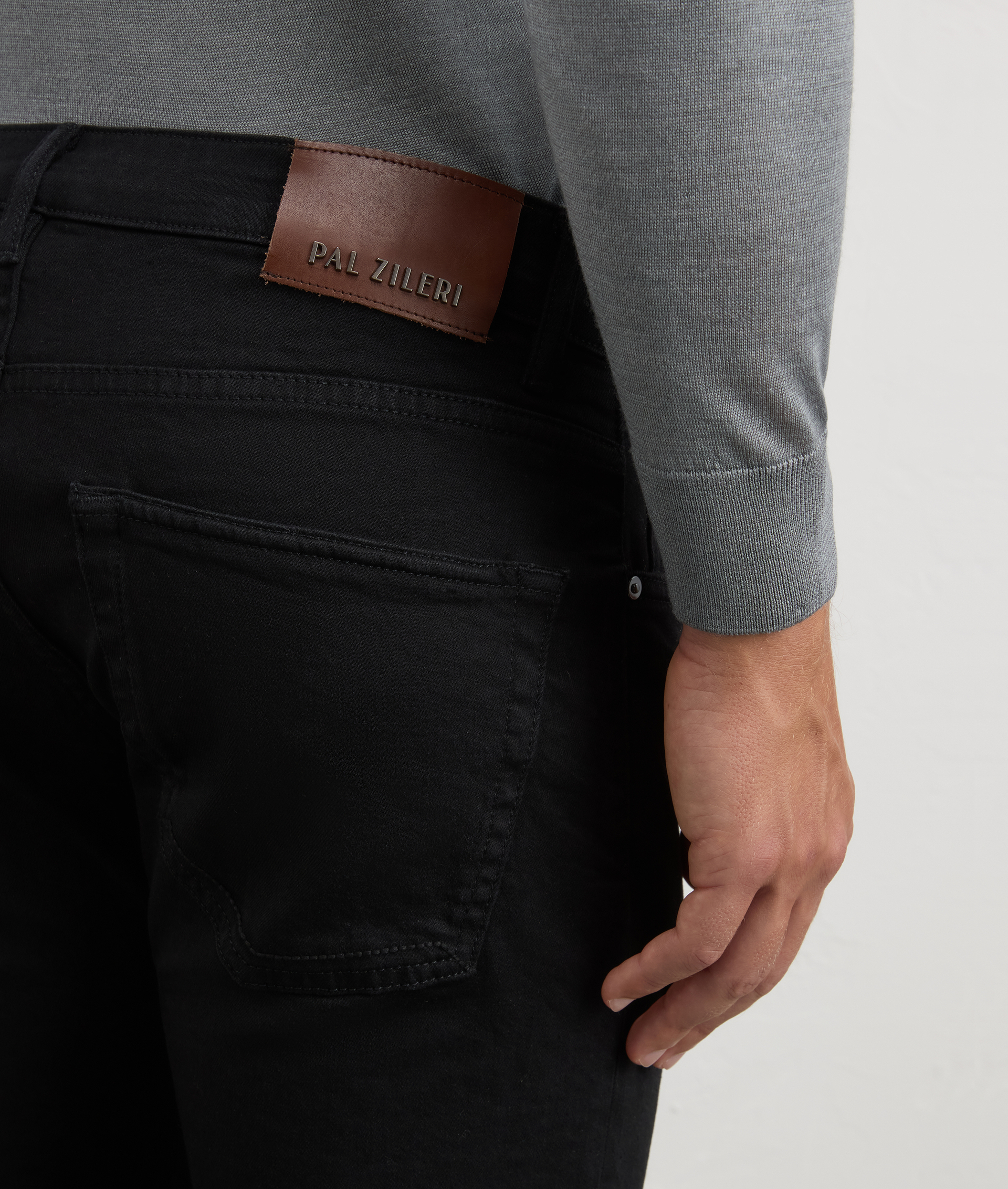 five pocket regular fit black denim trousers | Pal Zileri