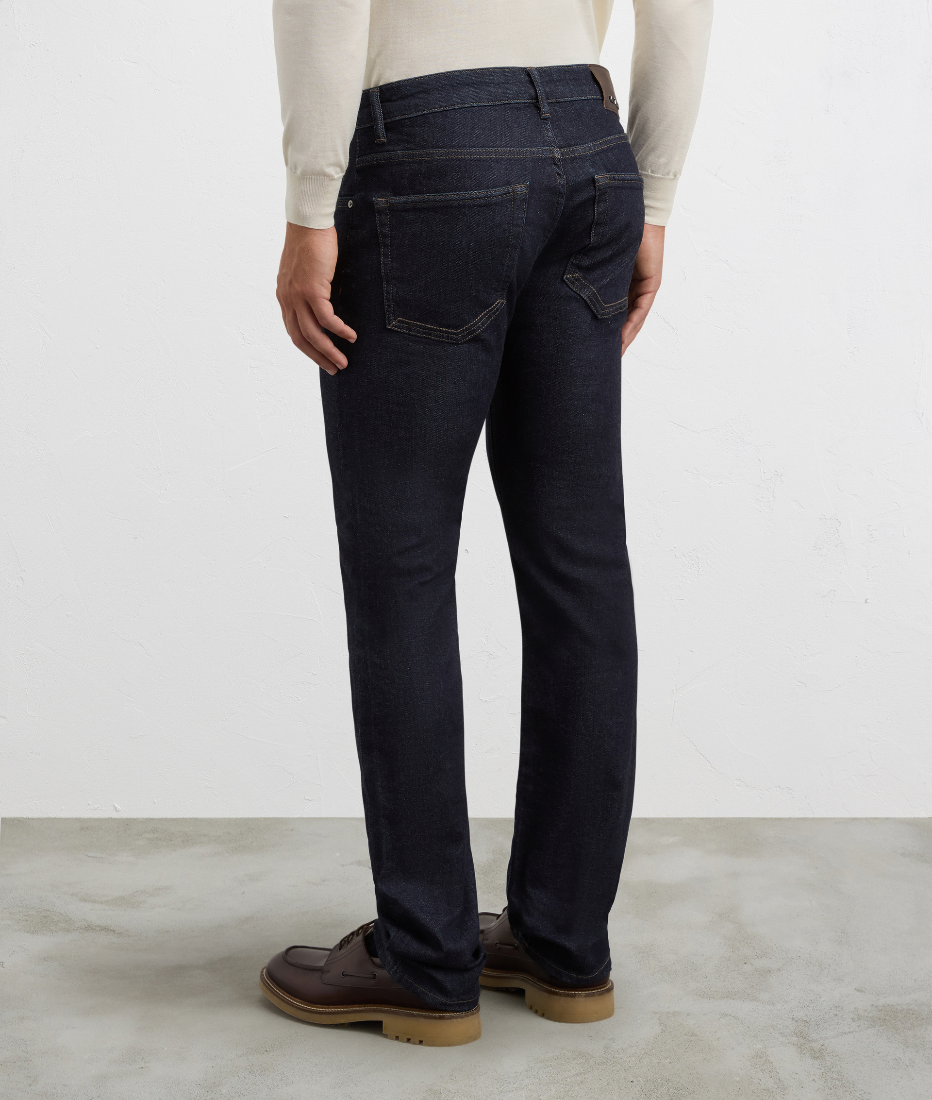 five pocket regular fit navy blue denim trousers | Pal Zileri