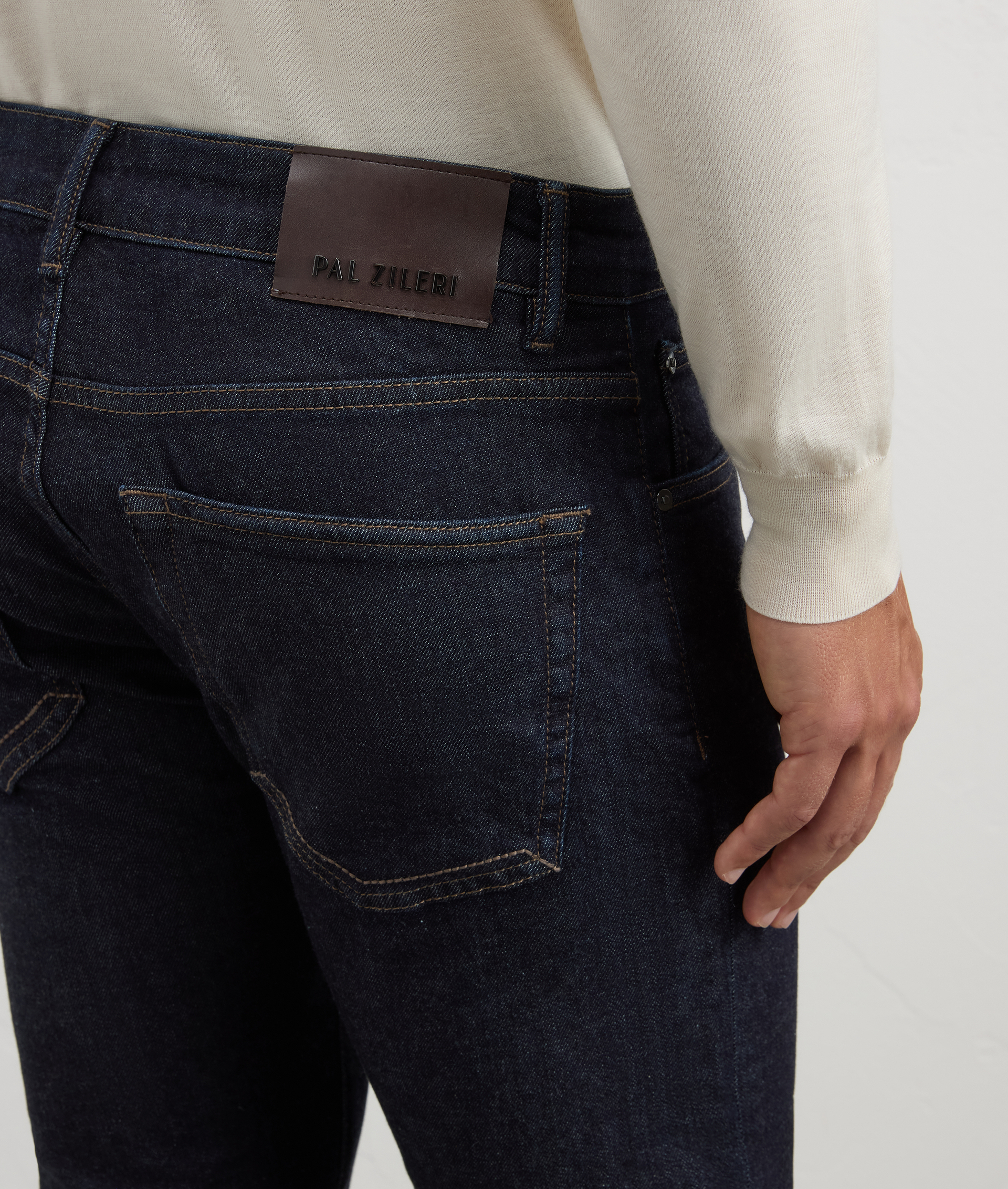 five pocket regular fit navy blue denim trousers | Pal Zileri