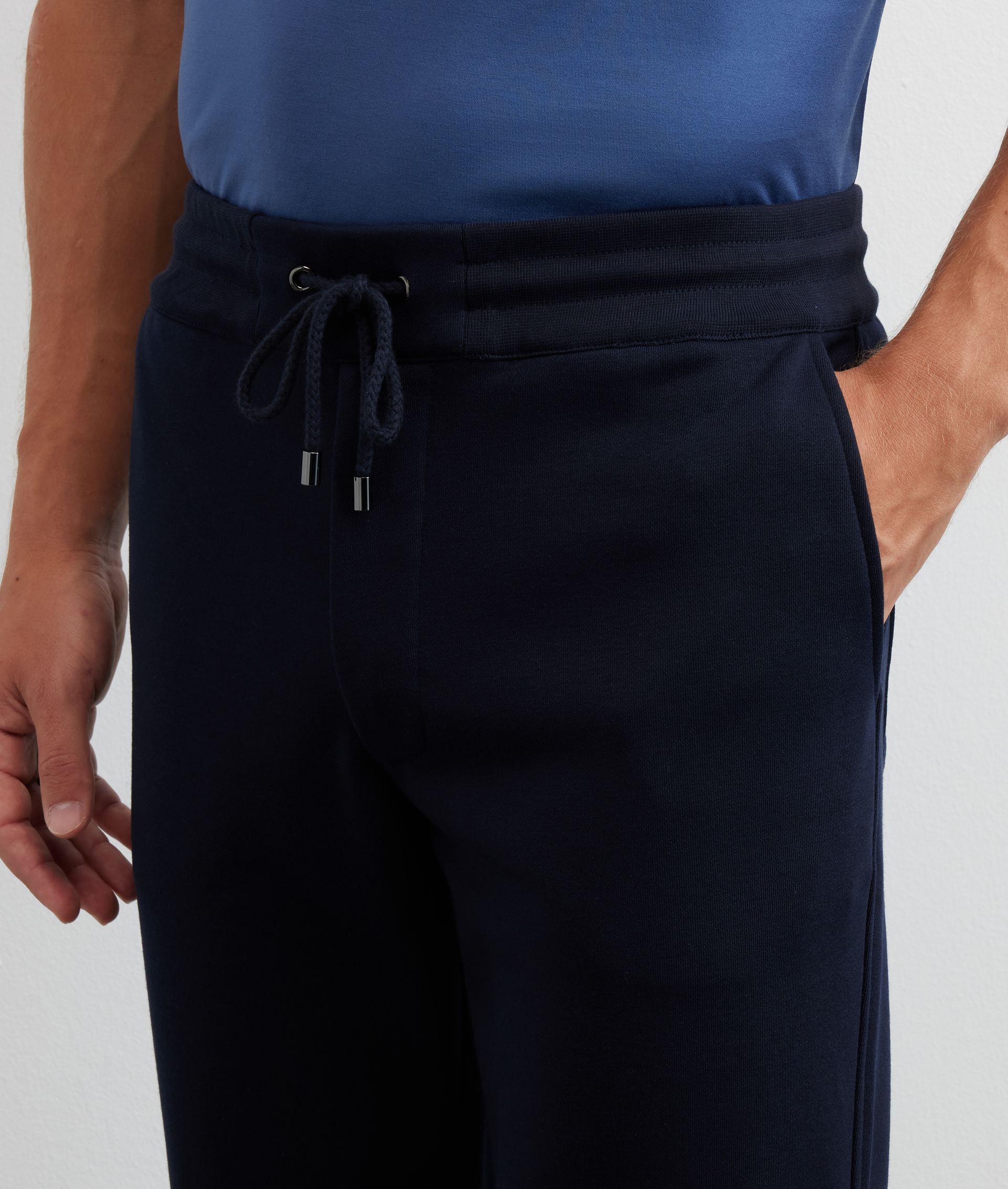 pantaloni in felpa regular fit con tasche posteriori blu navy - Pal Zileri | Official Website
