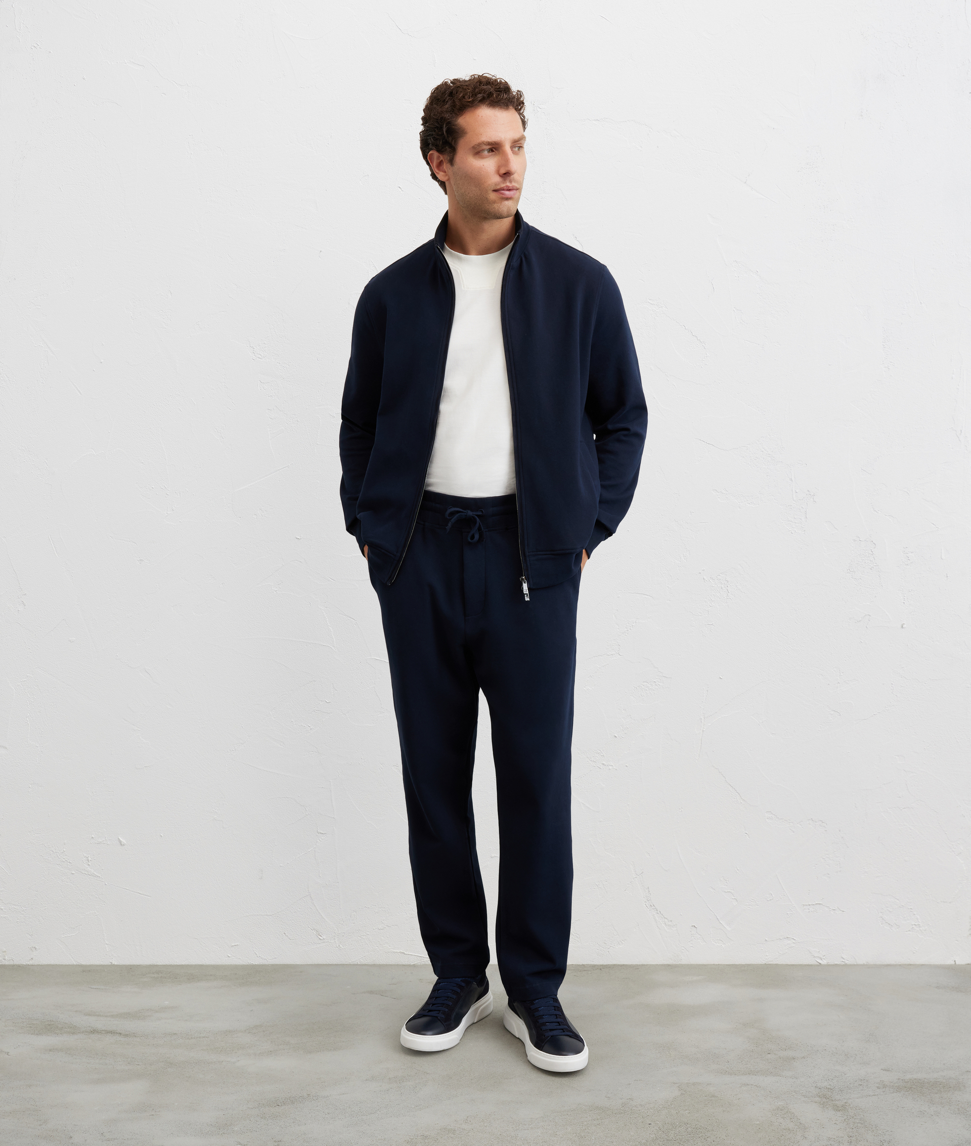pantaloni relaxed fit in felpa con tasca a filetto sul retro blu navy - Maglieria - Pal Zileri | Official Website