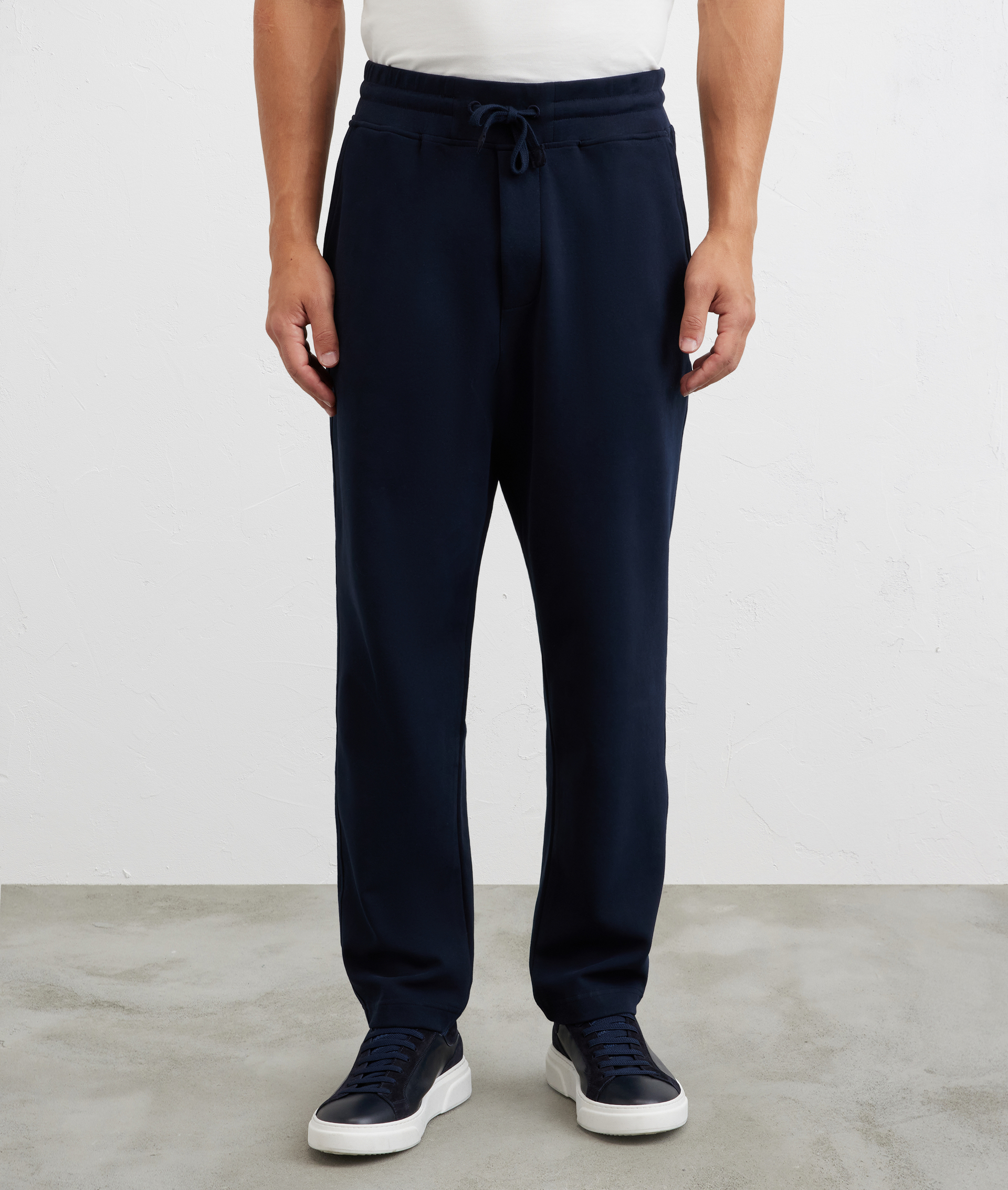 pantaloni relaxed fit in felpa con tasca a filetto sul retro blu navy - Pal Zileri | Official Website