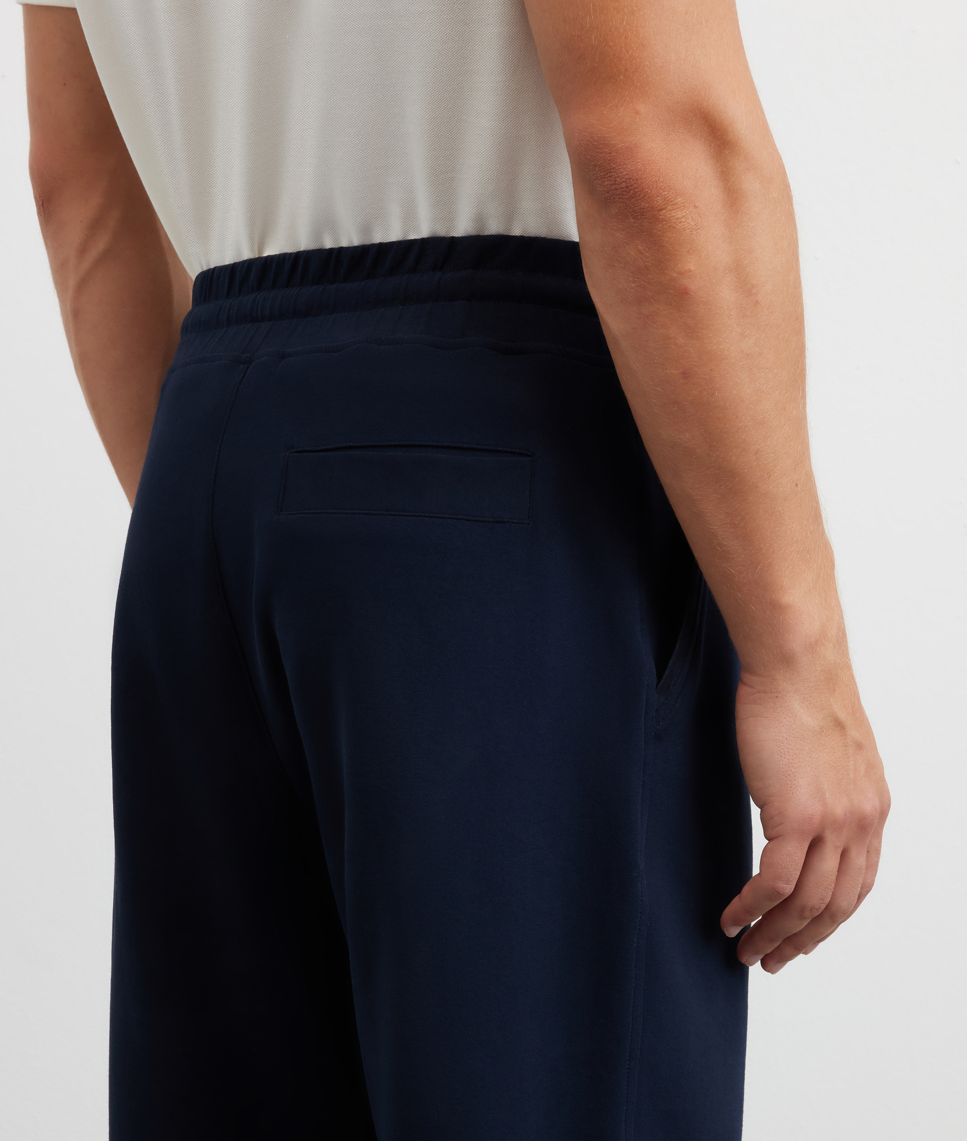 pantaloni relaxed fit in felpa con tasca a filetto sul retro blu navy - Pal Zileri | Official Website