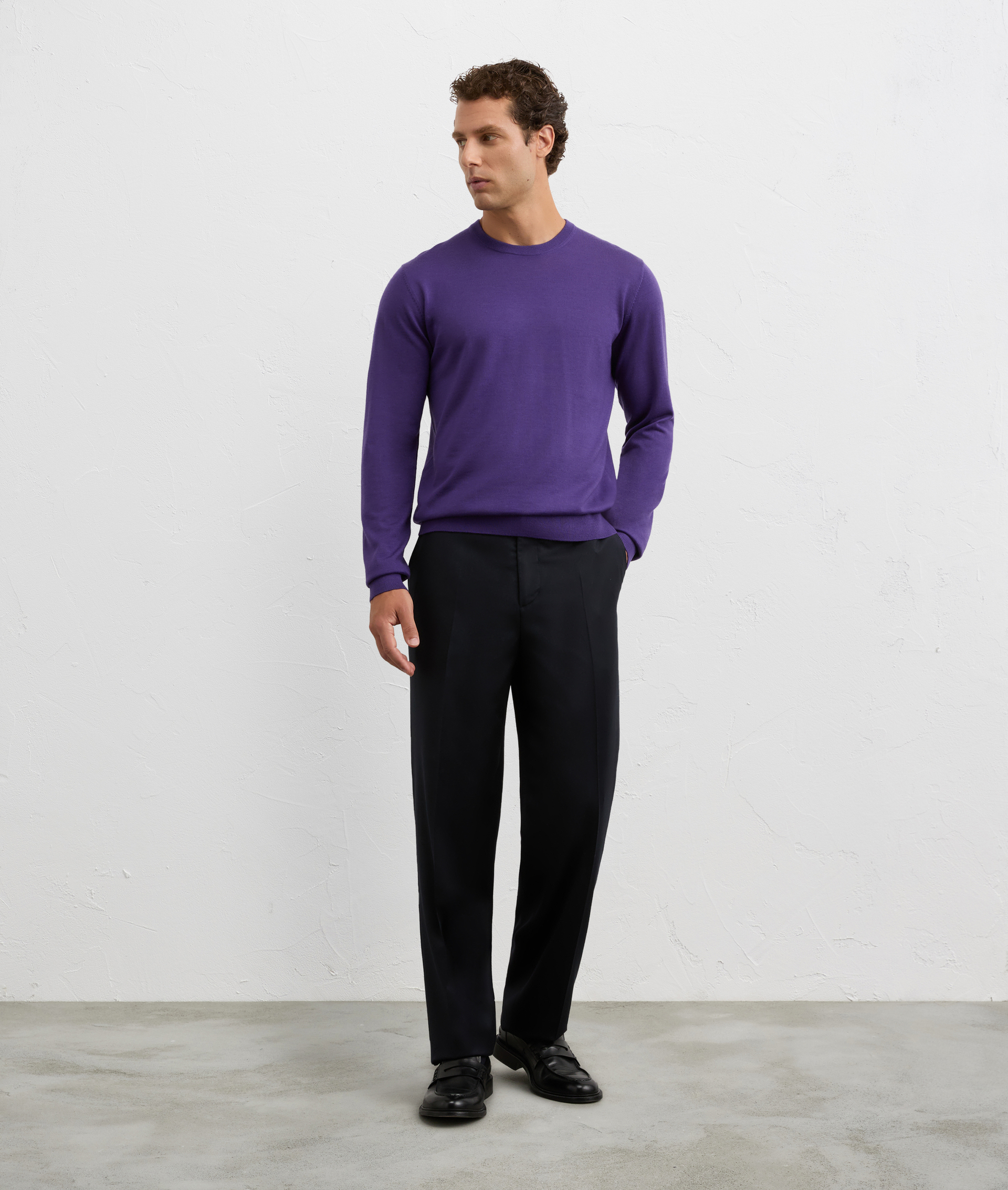men trousers with belt in virgin wool and cashmere navy blue | Pal Zileri