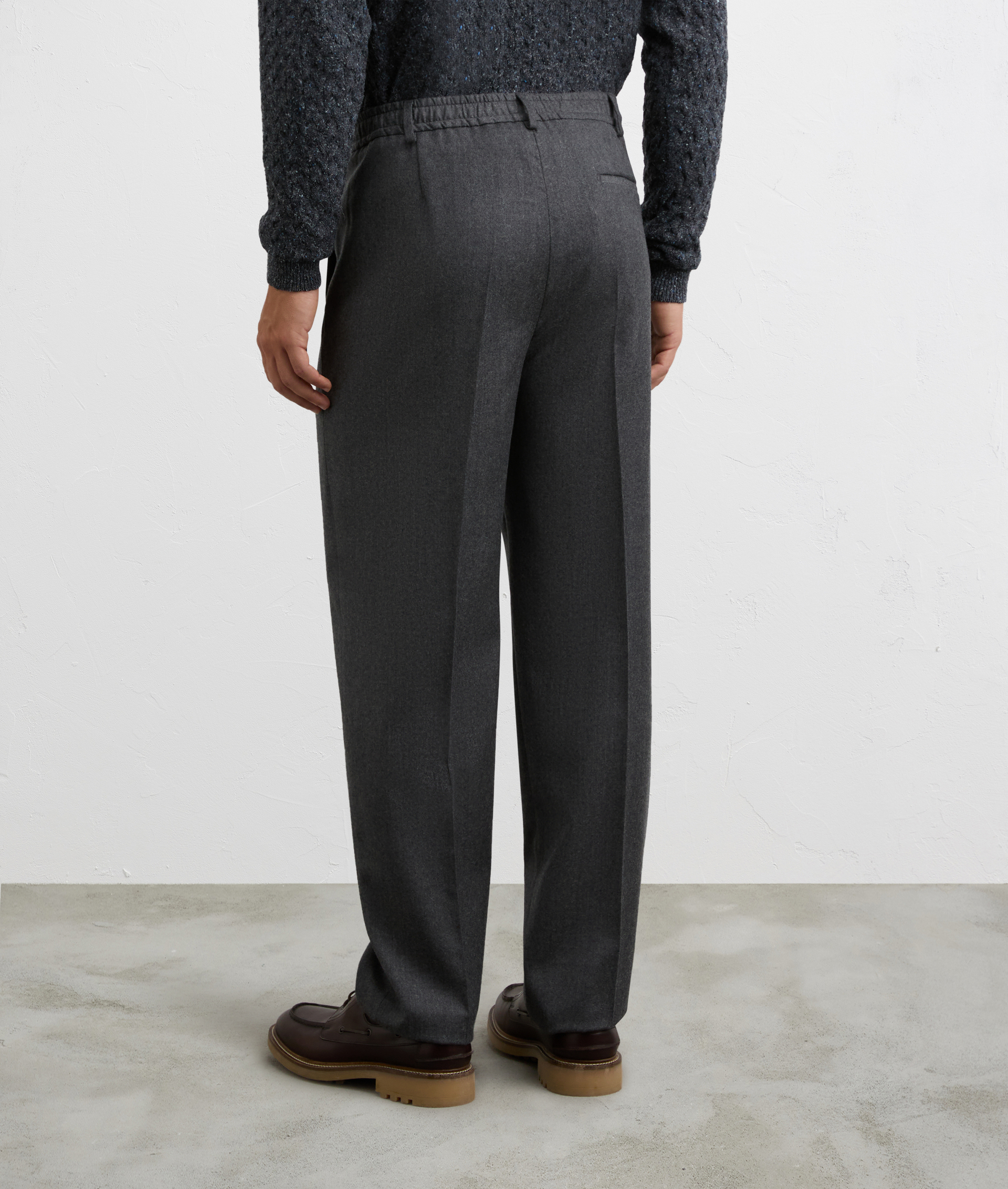 men grey trousers with belt in melange wool and cashmere flannel | Pal Zileri