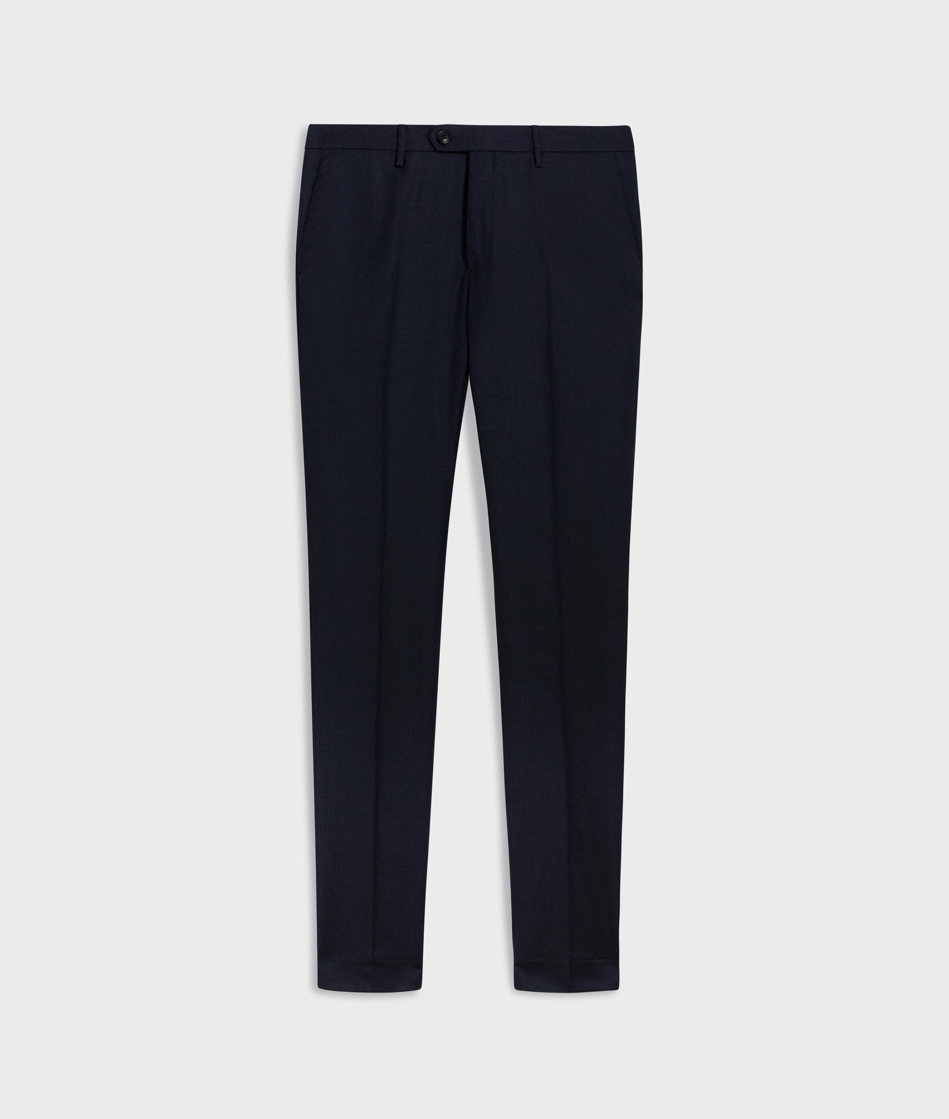 men blue chino trousers flat front in pure wool flannel melange | Pal Zileri