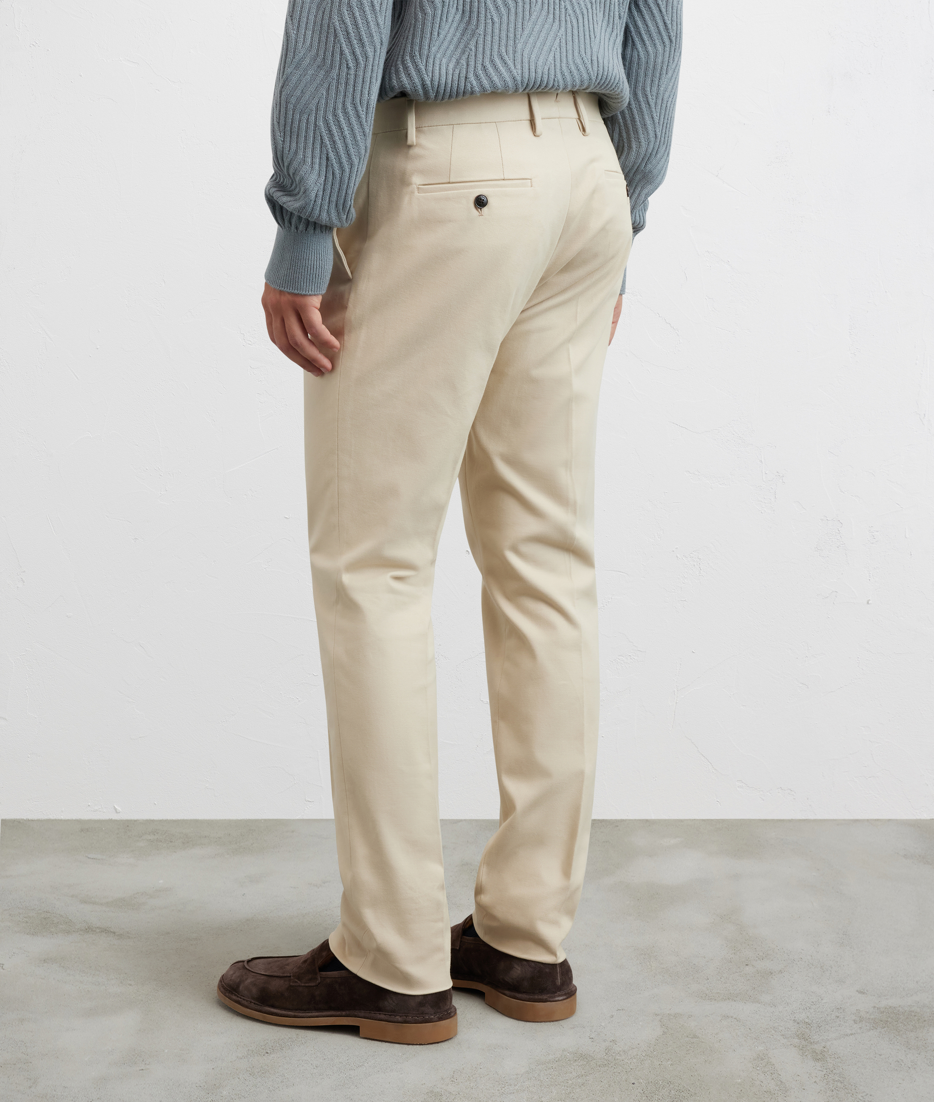 chino natural trousers flat front in soft gabardine cotton and elastane - Pal Zileri | Official Website