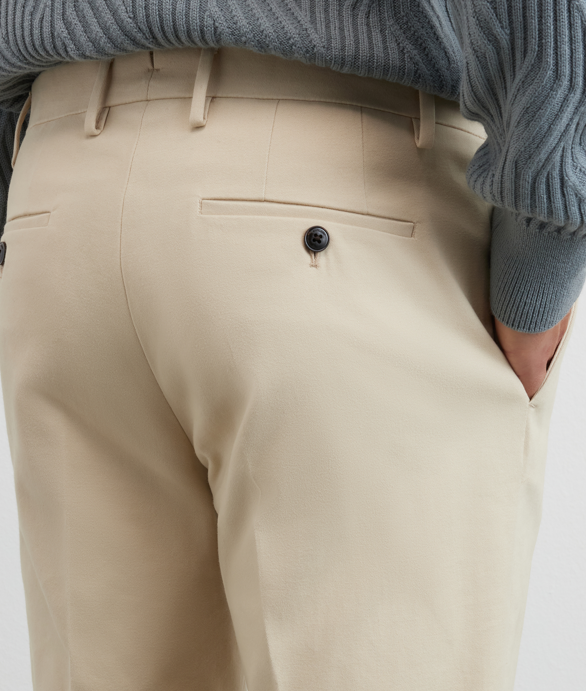chino natural trousers flat front in soft gabardine cotton and elastane - Pal Zileri | Official Website