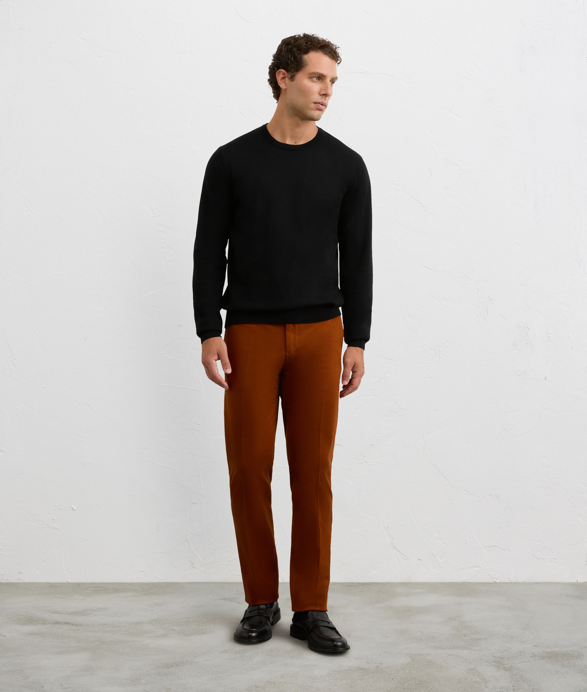 orange flat front chinos in cotton and elastane | Pal Zileri