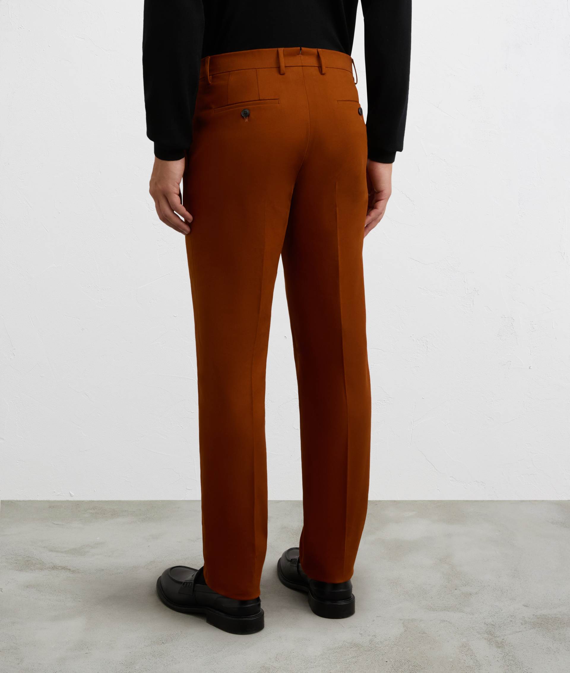 orange flat front chinos in cotton and elastane | Pal Zileri