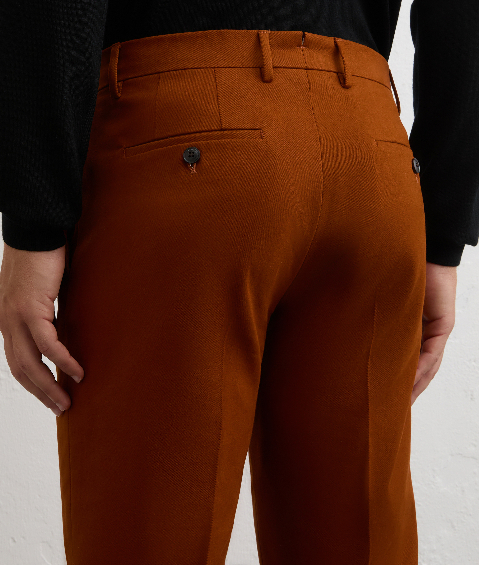 orange flat front chinos in cotton and elastane | Pal Zileri