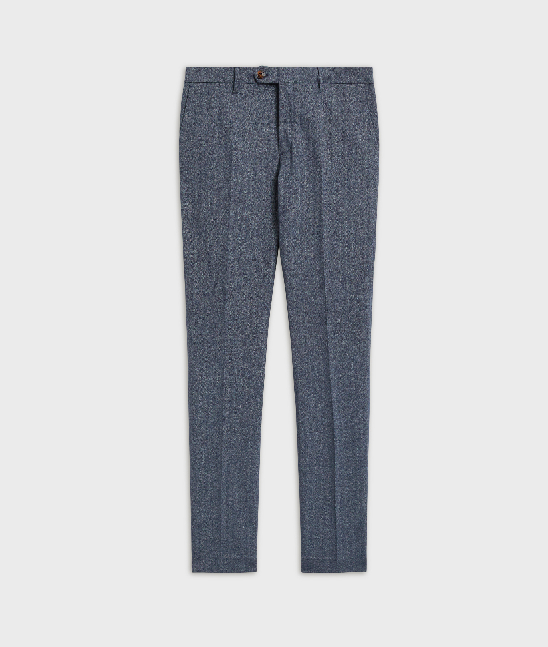 chino flat front trousers in blue cotton and cashmere herringbone fabric | Pal Zileri