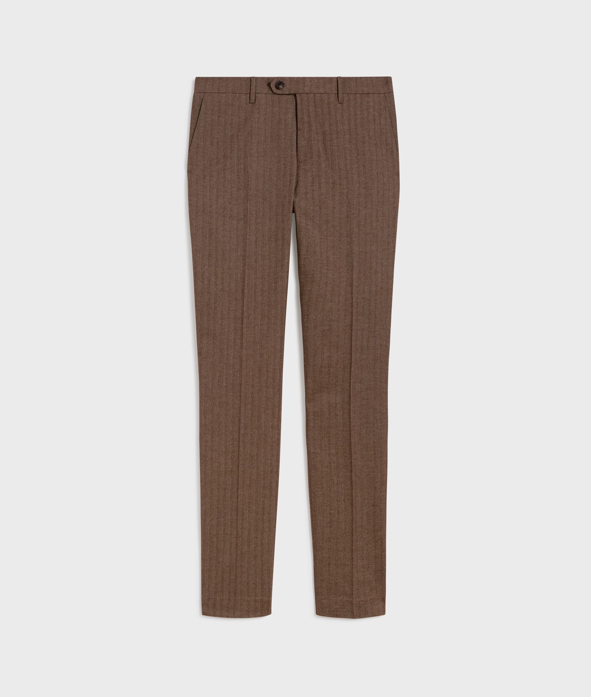 chino flat front trousers in brown cotton and cashmere herringbone fabric | Pal Zileri