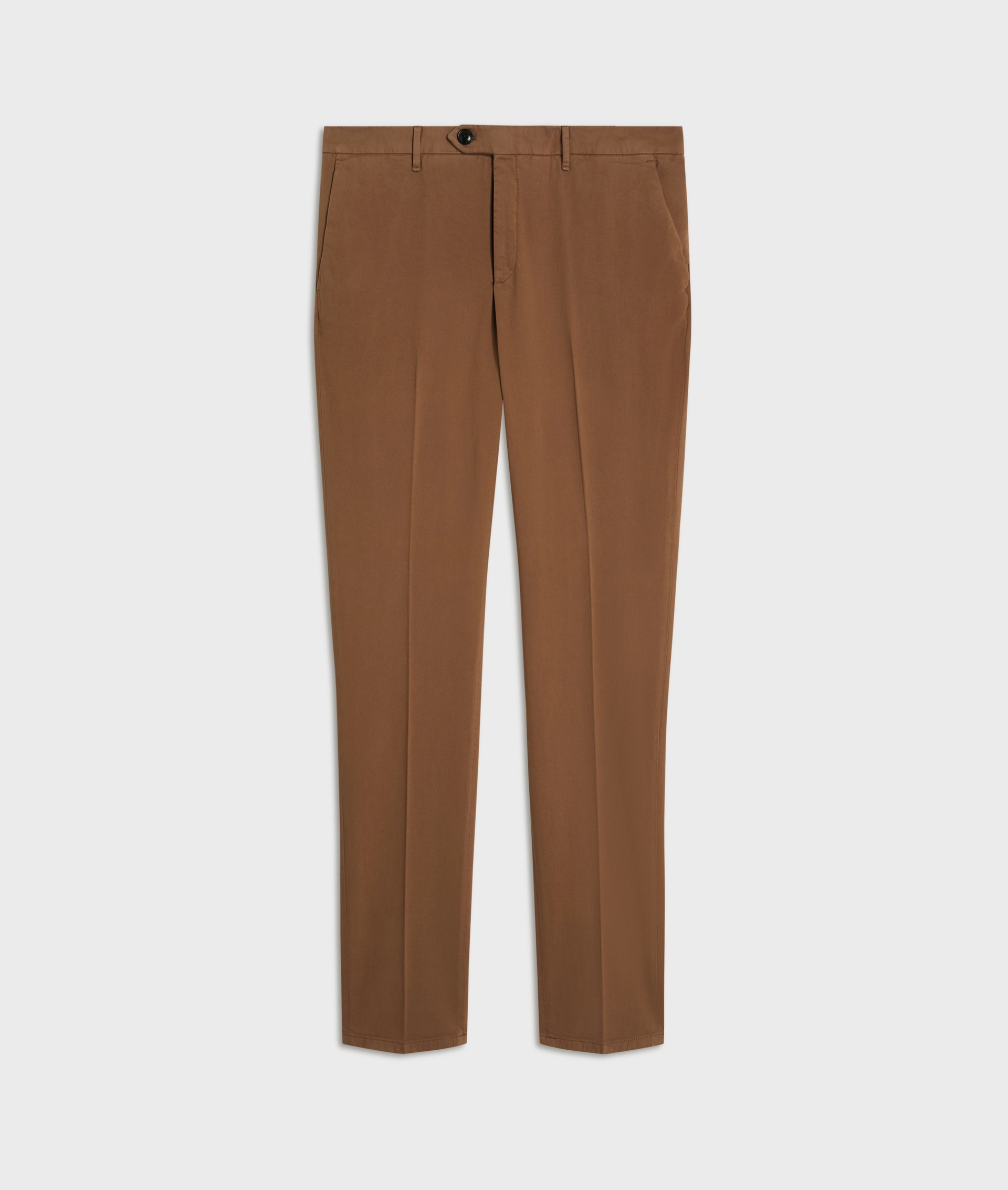 chino flat front with 1eight cm hem in soft garment dyed brown gabardine - Trousers - Pal Zileri | Official Website