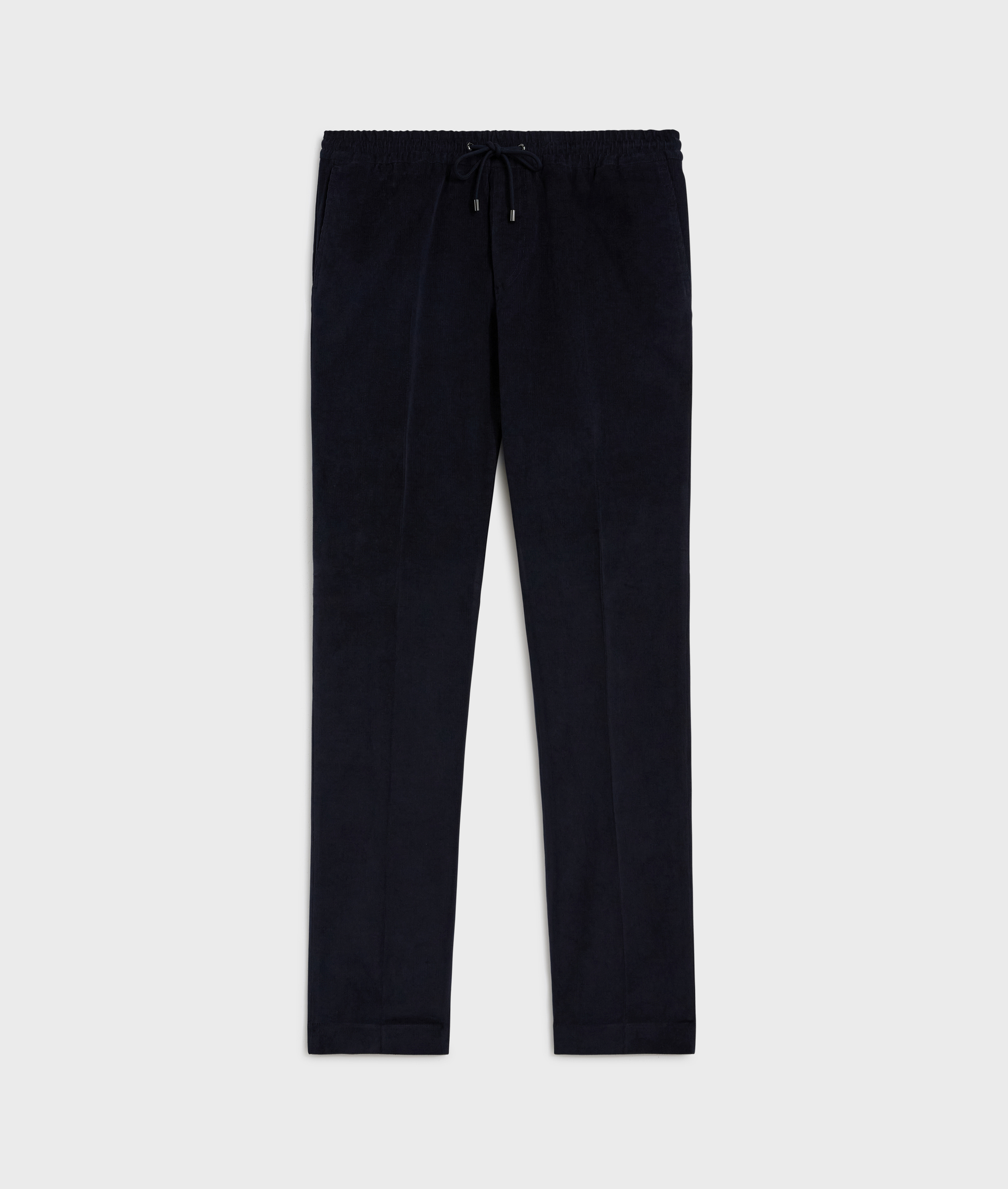 navy blue striped velvet drawstring trousers in cotton and elastane | Pal Zileri
