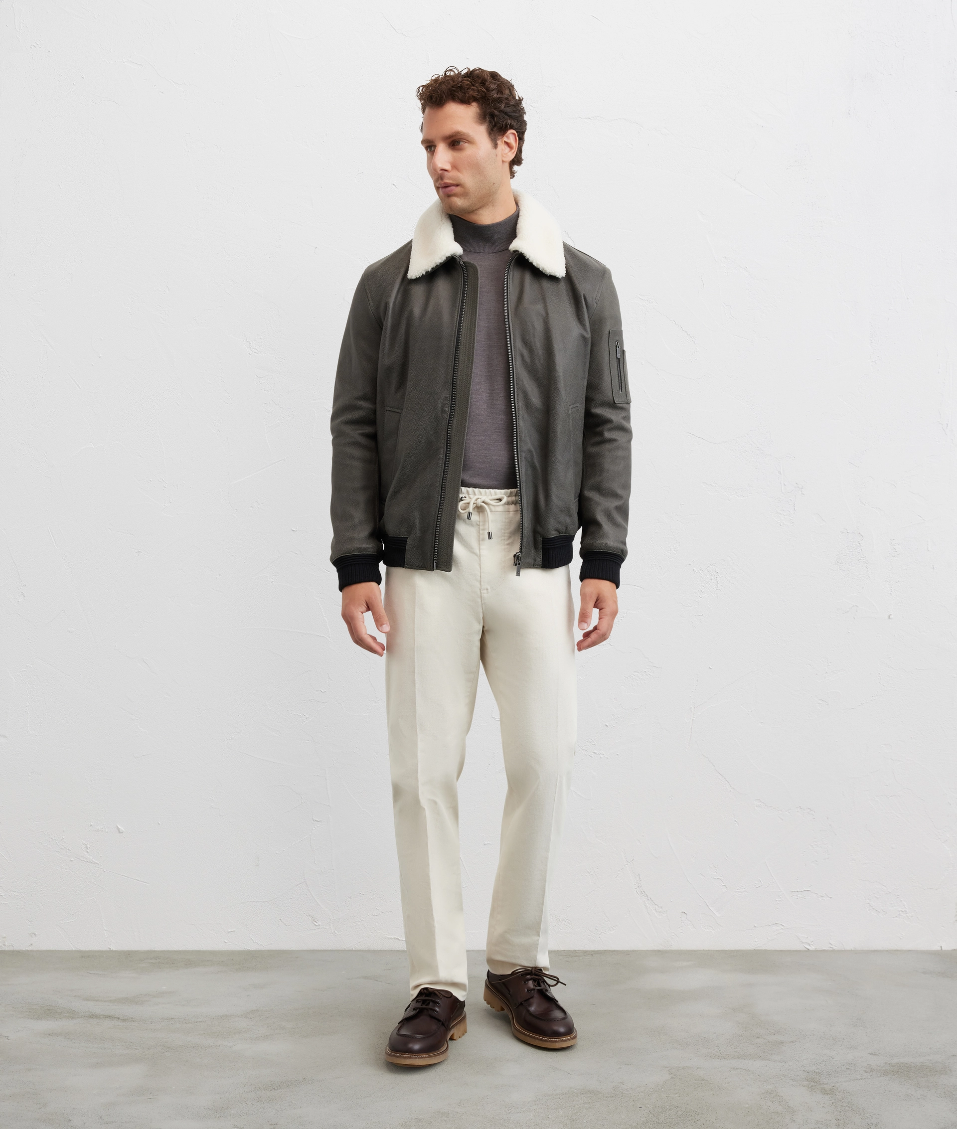 pantaloni bianchi con drawstring in velluto a righe cotone e elastane - Pantaloni - Pal Zileri | Official Website
