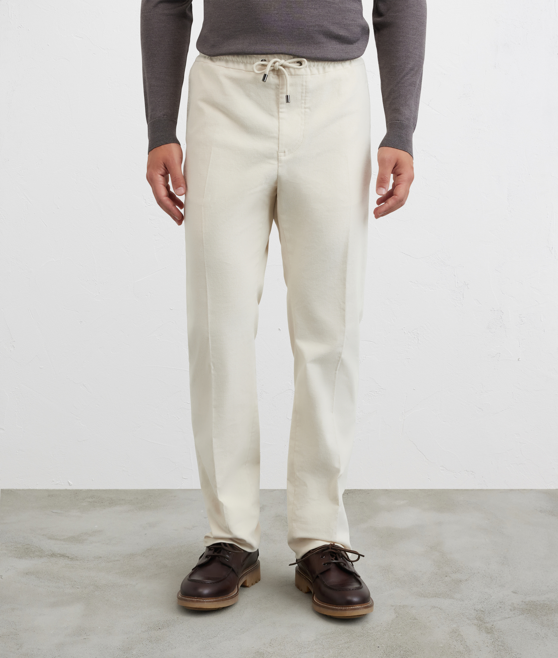 pantaloni bianchi con drawstring in velluto a righe cotone e elastane - Pal Zileri | Official Website