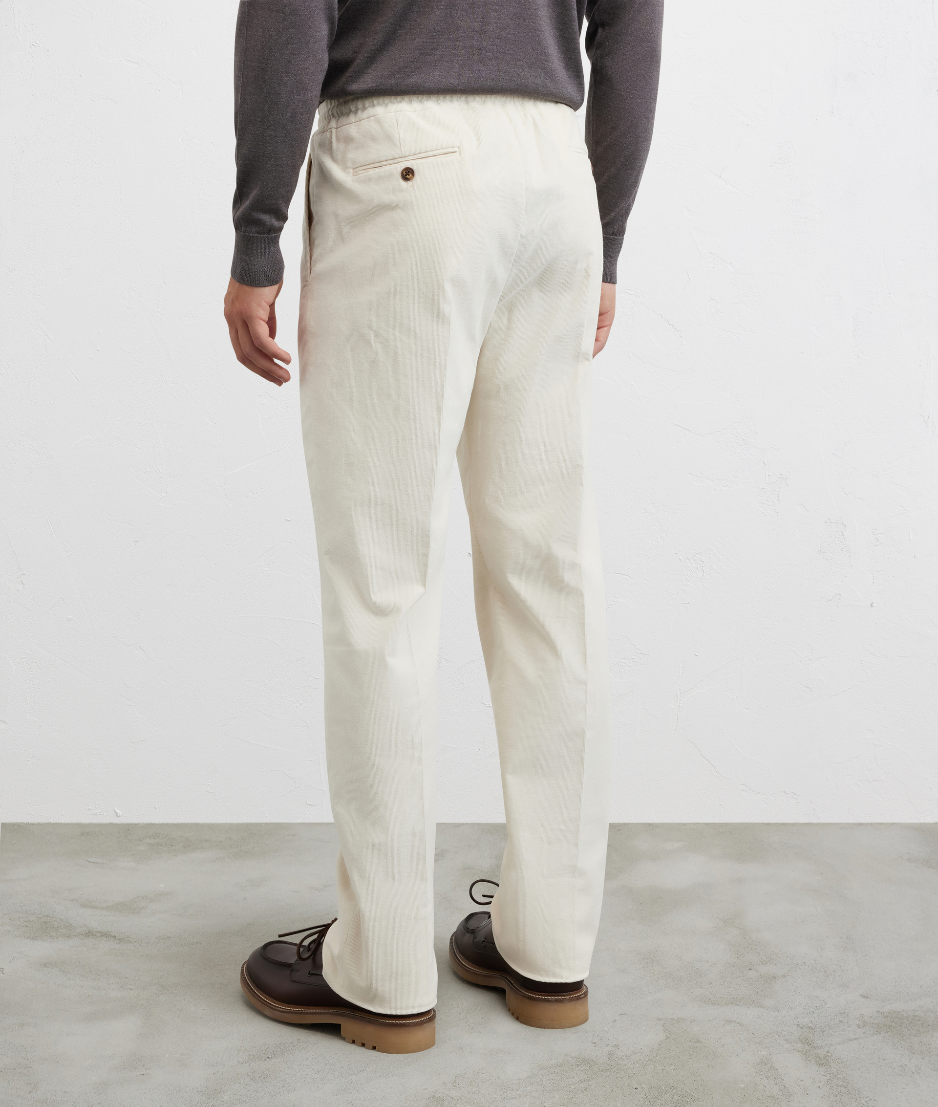 pantaloni bianchi con drawstring in velluto a righe cotone e elastane - Pal Zileri | Official Website
