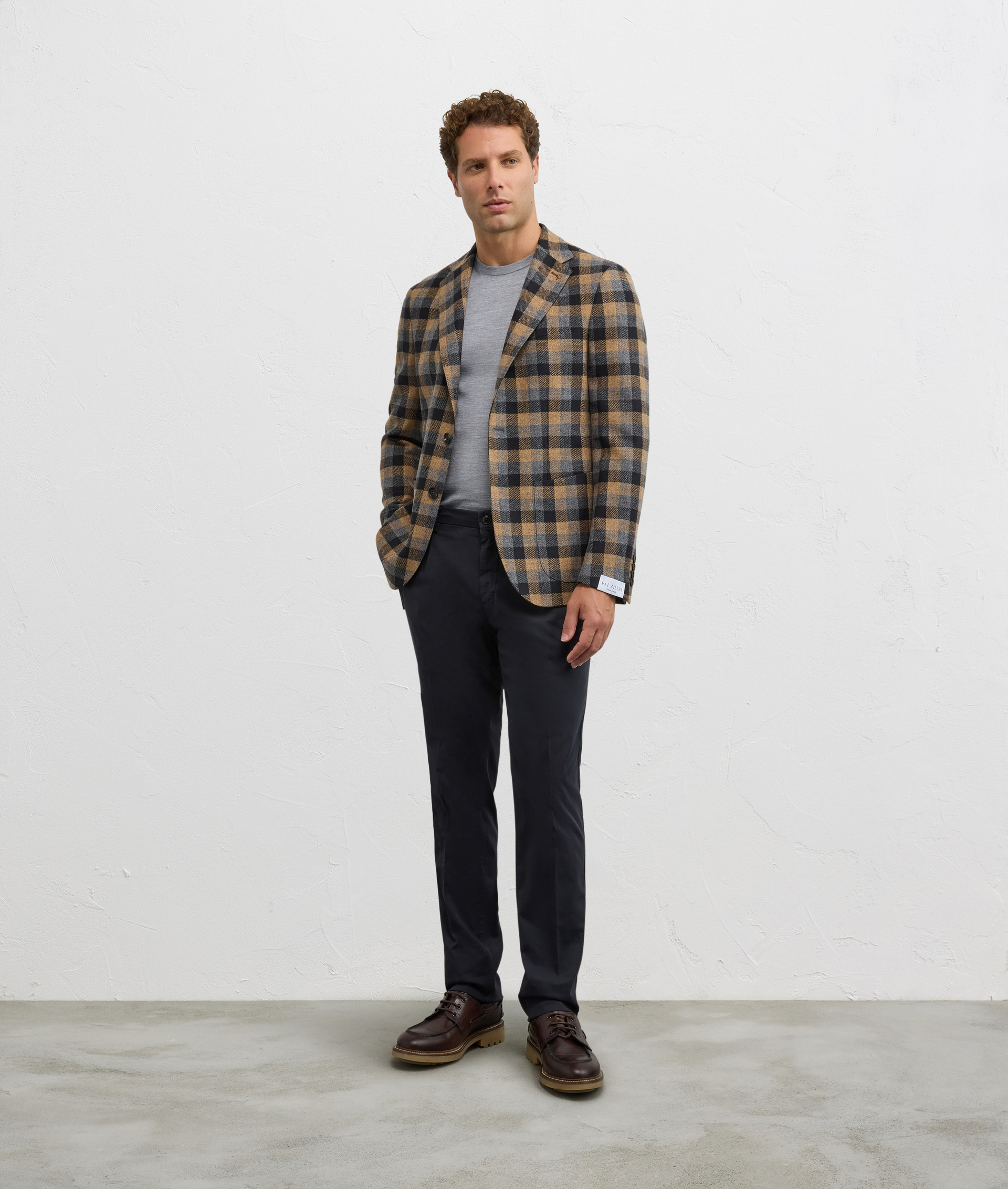 black chinos with flap pockets in solid coloured cotton and elastane fabric - Trousers - Pal Zileri | Official Website