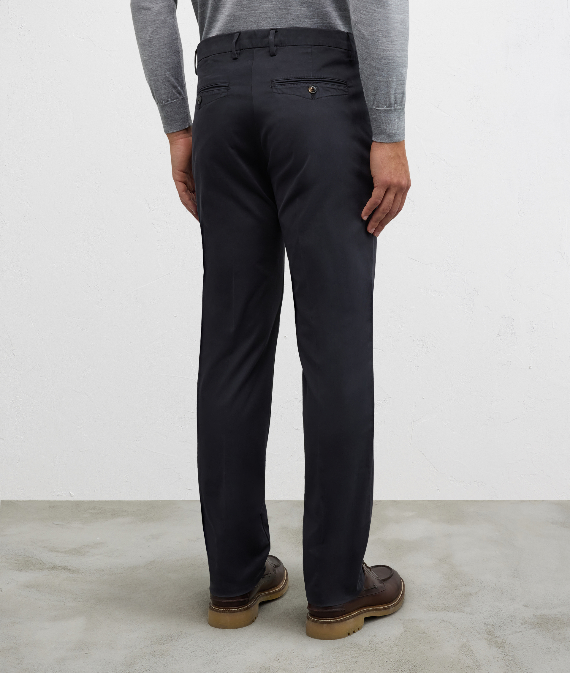 black chinos with flap pockets in solid coloured cotton and elastane fabric - Pal Zileri | Official Website